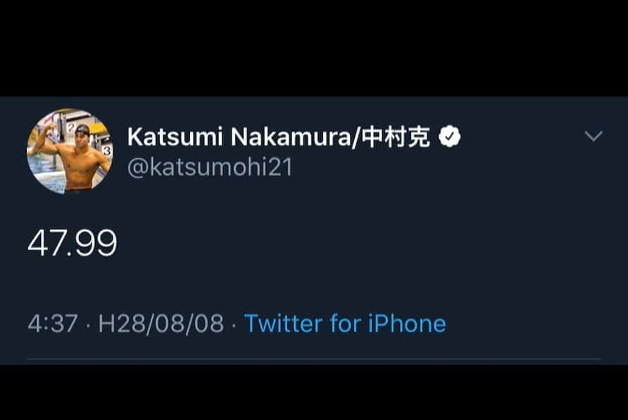 中村克さんのインスタグラム写真 - (中村克Instagram)「今から4年前の8/8は100m自由形で日本人が初めて47秒で泳いだ日です。  4年前の今日、泳いだ直後に嬉しくてツイートしたなぁ笑  今週もトレーニング終了👌 また来週も頑張ろう🔥  #rioolympics #rioolympics2016」8月8日 19時35分 - katsumi.221