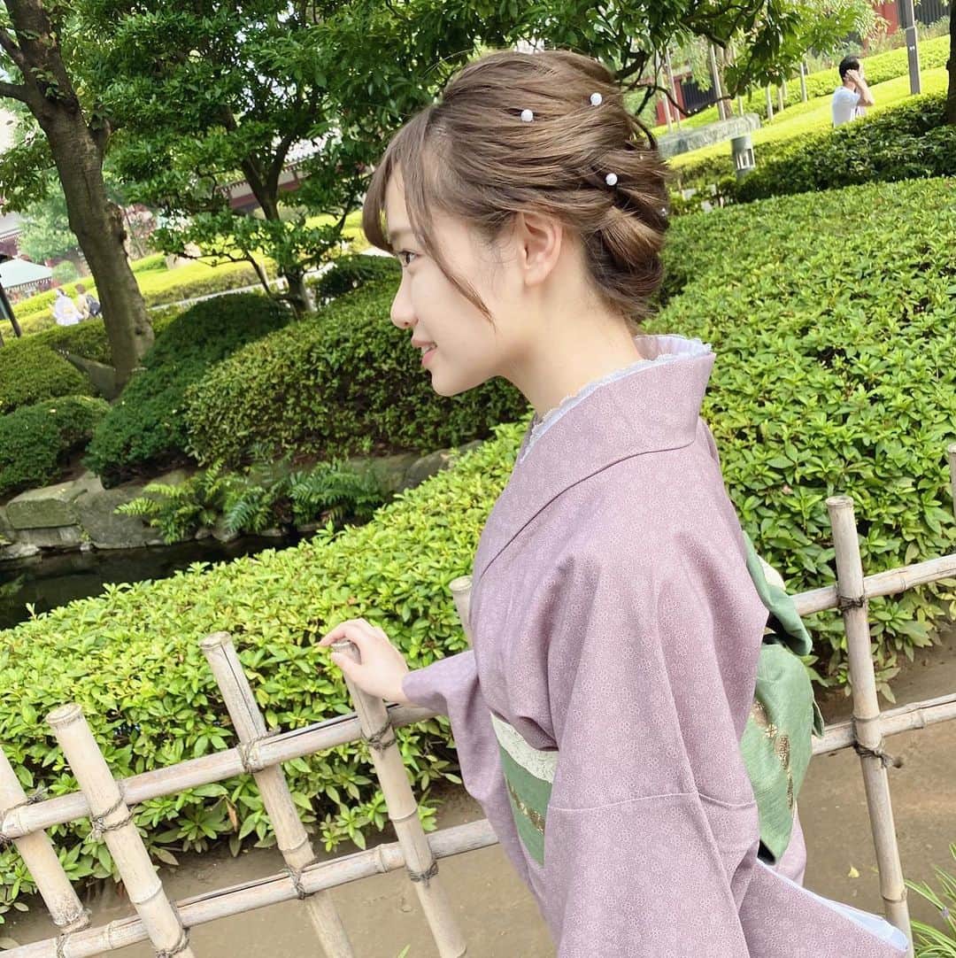 かわぎしるなのインスタグラム：「浅草〜☀️☀️☀️ . かわいい着物も着れて大満足🥰」