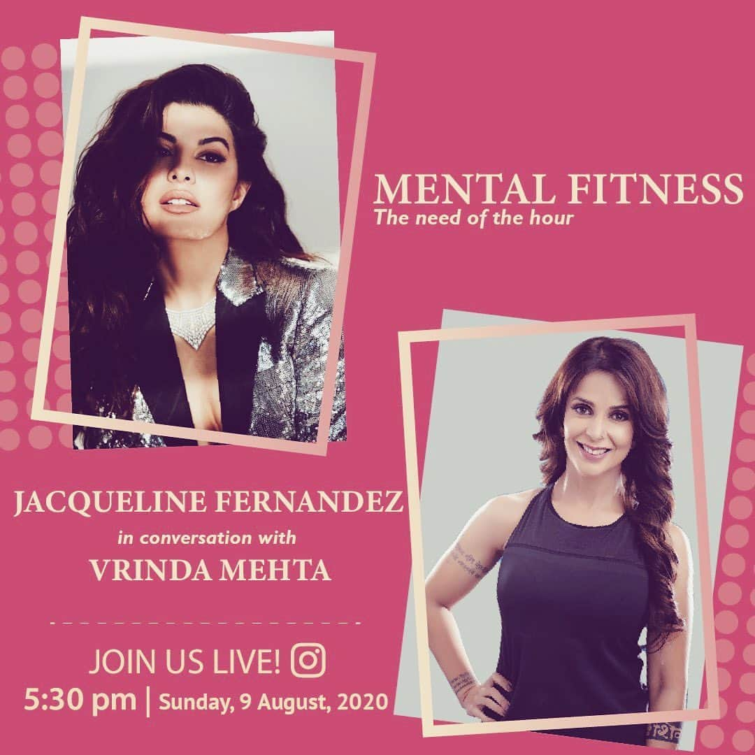 Jacqueline Fernandezさんのインスタグラム写真 - (Jacqueline FernandezInstagram)「LIVE today!! 💝💝 @vrindaofficial #mentalfitness #mentalhealth」8月9日 13時21分 - jacquelienefernandez