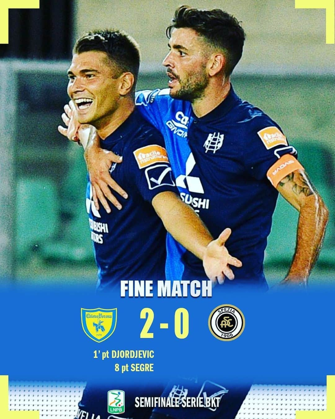 ACキエーヴォ・ヴェローナさんのインスタグラム写真 - (ACキエーヴォ・ヴェローナInstagram)「Finisce qua! #ChevoSpezia 2⃣-0⃣  Martedì 11/8 alle 21.00 al #Picco ci giochiamo il ritorno per l'accesso alla finale!  Come sempre ce la giochiamo #FinoAllUltimoRespiro 💪💪💪  #ForzaChievoSempre 💛💙」8月9日 5時56分 - acchievoverona