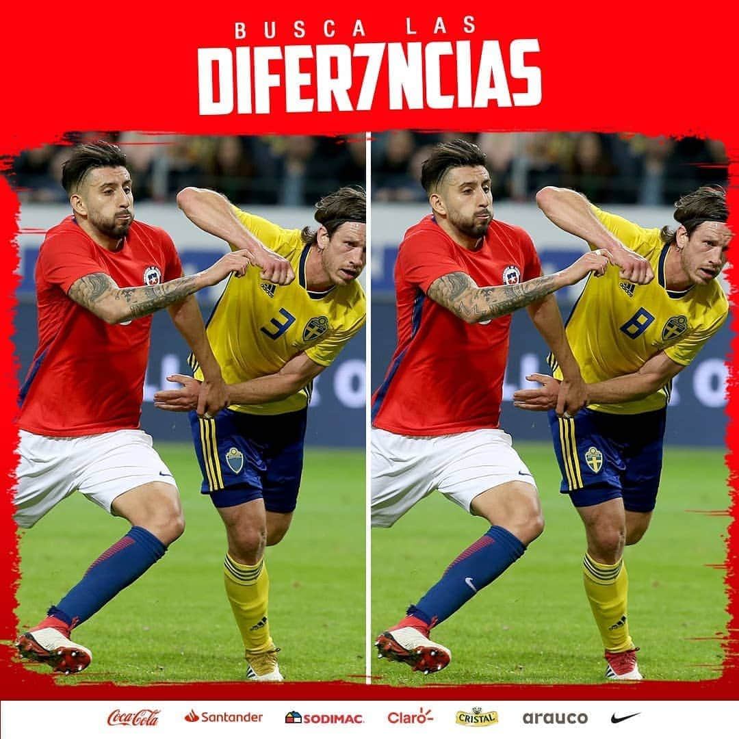 サッカーチリ代表チームさんのインスタグラム写真 - (サッカーチリ代表チームInstagram)「¡Hora de jugar en 🏡! ⁣⁣⁣ ⁣⁣7 Diferencias 🔎⁣ 🧐 ¿Podrás lograrlo?⁣ ❤ Al `Crack´que lo logre ⁣ ⁣  ⁣ #7diferencias #juegos #LaRoja #Match #Chile #Suecia #instagood #jugador⁣ ⁣」8月9日 8時31分 - laroja