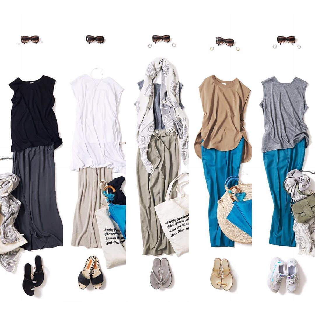 のインスタグラム：「. 【K.K closet 7/31〜8/06までのコーディネートランキング】 . 1）2020-08-04/ my one mile style @chic 2）2020-08-03/ my one mile style 3）2020-07-31/ ニュアンストーンDiary８ 4）2020-07-28/ 砂浜と青空の色、 キャメル×ターコイズ・ 5）2020-08-06/ energizing color @ sumner . 今週もどんなコーディネートが登場するかお楽しみに♪ ・ #kkcloset #kkshop #菊池京子 #kyokokikuchi #コーディネート #コーデ #coordinate #code #ranking #ootd #outfit #kotd #カジュアル #style #fashion #ファッション #wear #italy #simple #summer #relax #tshirt #ノースリーブ #skirt」