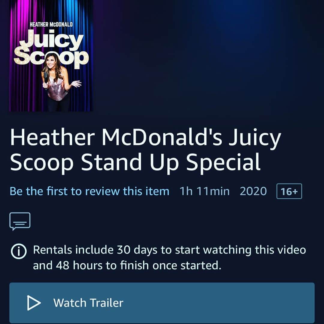 ヘザー・マクドナルドのインスタグラム：「Link to watch in bio! Yes! Now My stand up comedy special is up on #amazonprime ! Please watch, laugh, write a review and share! This was Self funded thanks to all of you so I really want you to see it!」