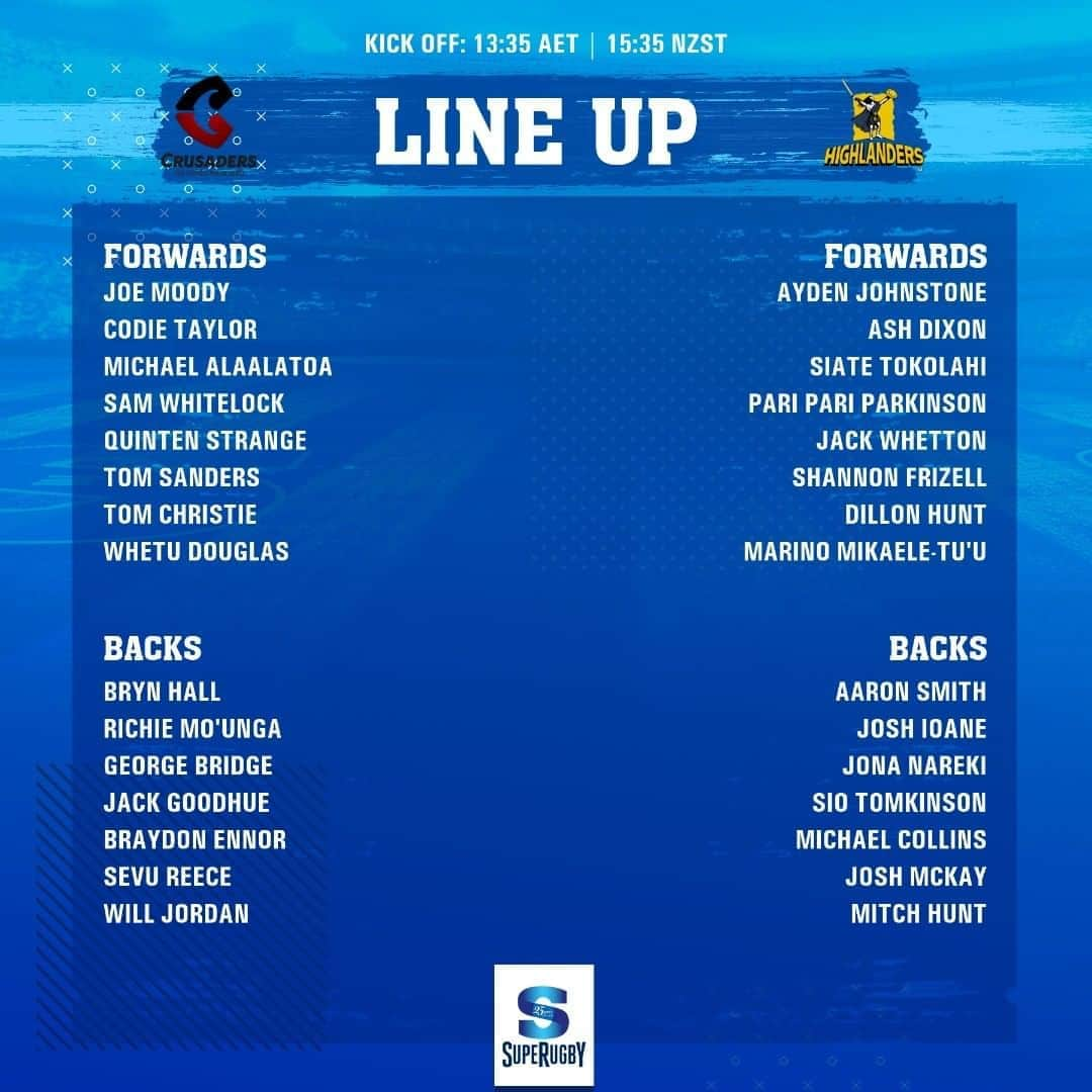 Super Rugbyさんのインスタグラム写真 - (Super RugbyInstagram)「LINE-UP  Just a few minutes until Crusaders take on the Highlanders. Can the Highlanders hold out a raiding Crusaders team? Click here: https://bit.ly/2PBp1BV #CRUvHIG  #SuperRugby25years」8月9日 12時17分 - superrugby