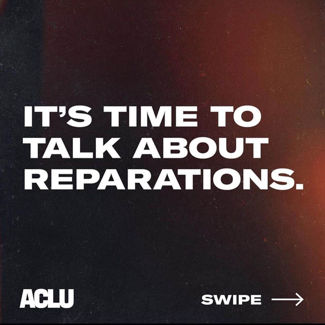 のインスタグラム：「#repost @aclu_nationwide We need to talk about reparations for slavery in the United States. ➡️ SWIPE to learn more」
