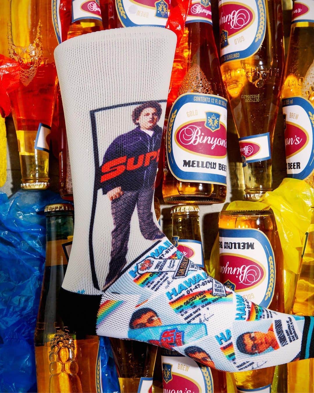 Stanceのインスタグラム：「Old enough...To Party 🍻! In 2007 movie director, Greg Mottola, and producer Judd Apatow released the coming-of-age teen film, Superbad. The film instantly became a massive box office hit, and still holds firm as a cult classic teen film for the ages. Stance is proud to release its Superbad collection featuring the actors Jonah Hill and Michael Cera. Link in bio. 📽」