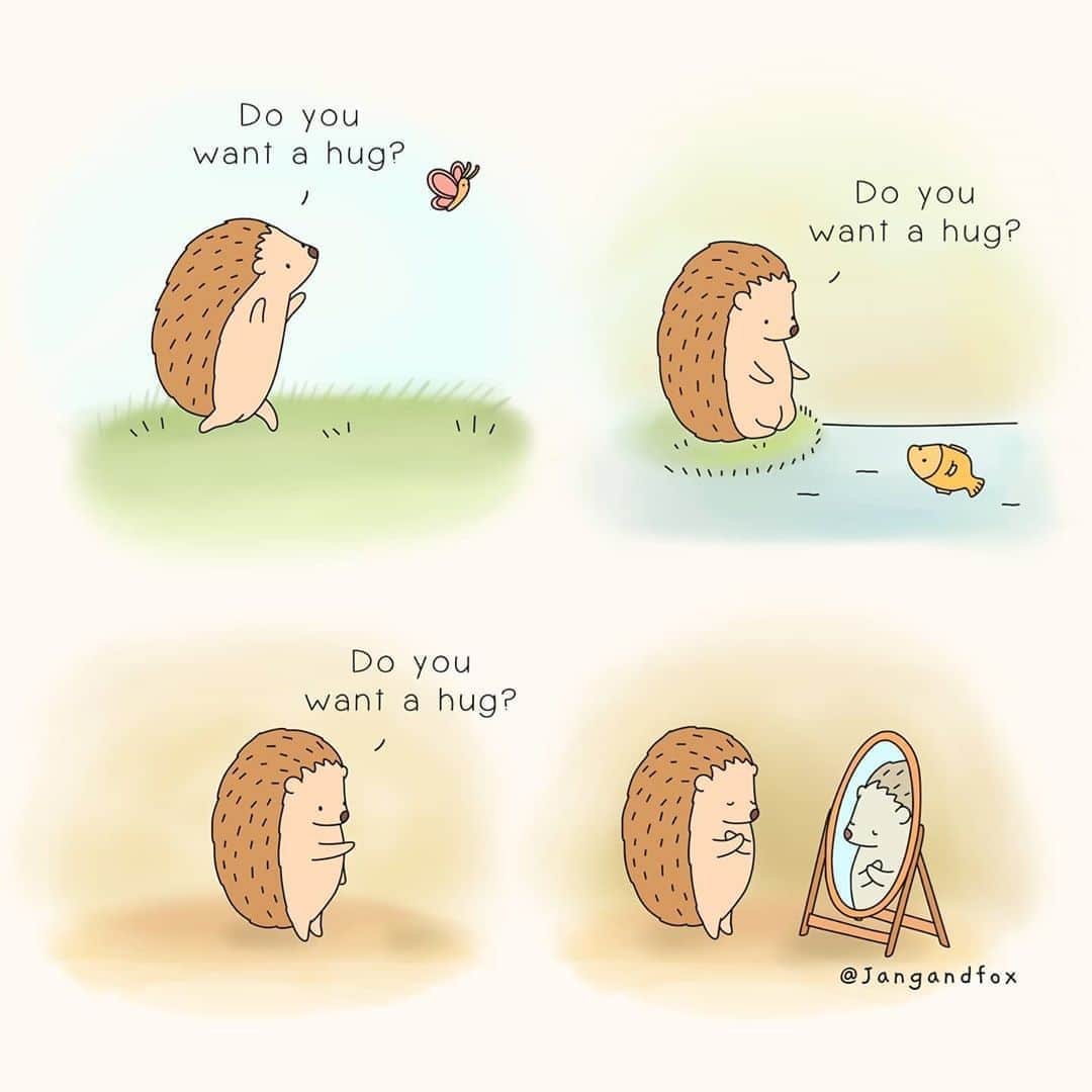 9GAGさんのインスタグラム写真 - (9GAGInstagram)「Anyone needs a hedgehug?  Follow @doodles⠀ -⠀ By @jangandfox⠀ -⠀ #doodles #comics #illustrations」8月10日 13時58分 - 9gag