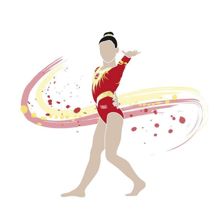 エミリー・チャンのインスタグラム：「Qi Qi 🇨🇳 👑 #gymnastics #illustration #china」