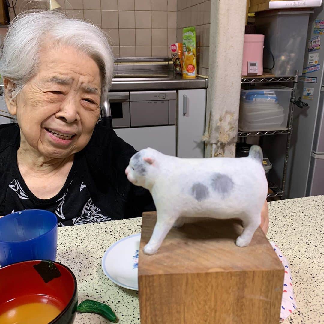 Kachimo Yoshimatsuさんのインスタグラム写真 - (Kachimo YoshimatsuInstagram)「@kumiko_negami さんにいただいたナナクロをバーバに見せたら、大喜び！ あっち向けたり、こっち向けたりして、眺めておりました。ありがとうございました。  #うちの猫ら #nanakuro #ナナクロの絵 #ナナクロ #バーバ #ねがみくみこ #バーバと猫 #猫 #ねこ #cat #ネコ #catstagram #ネコ部 http://kachimo.exblog.jp」8月10日 20時41分 - kachimo