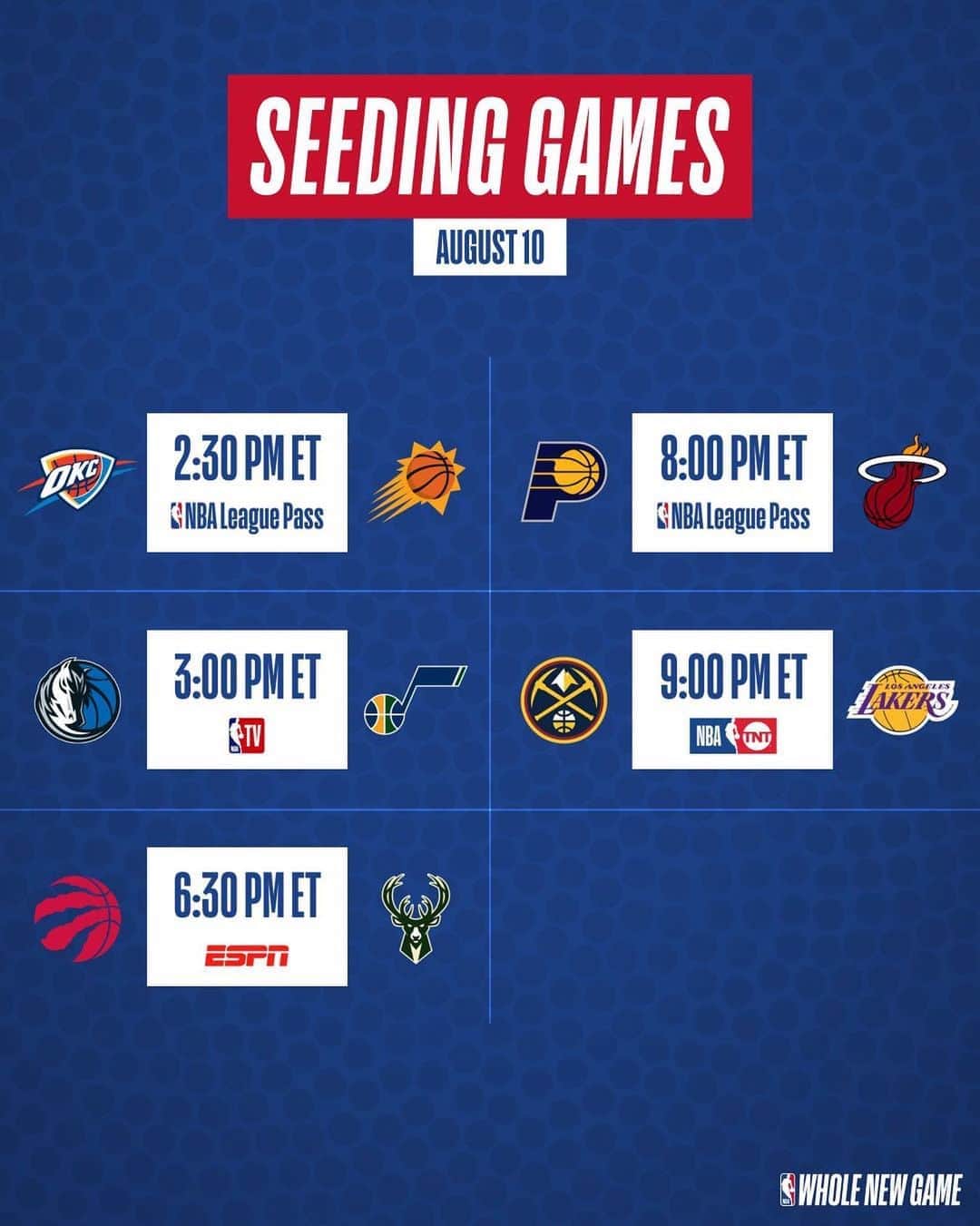 NBAさんのインスタグラム写真 - (NBAInstagram)「Five seeding games on today’s NBA Restart schedule! #WholeNewGame  Which game are YOU watching?」8月10日 22時58分 - nba