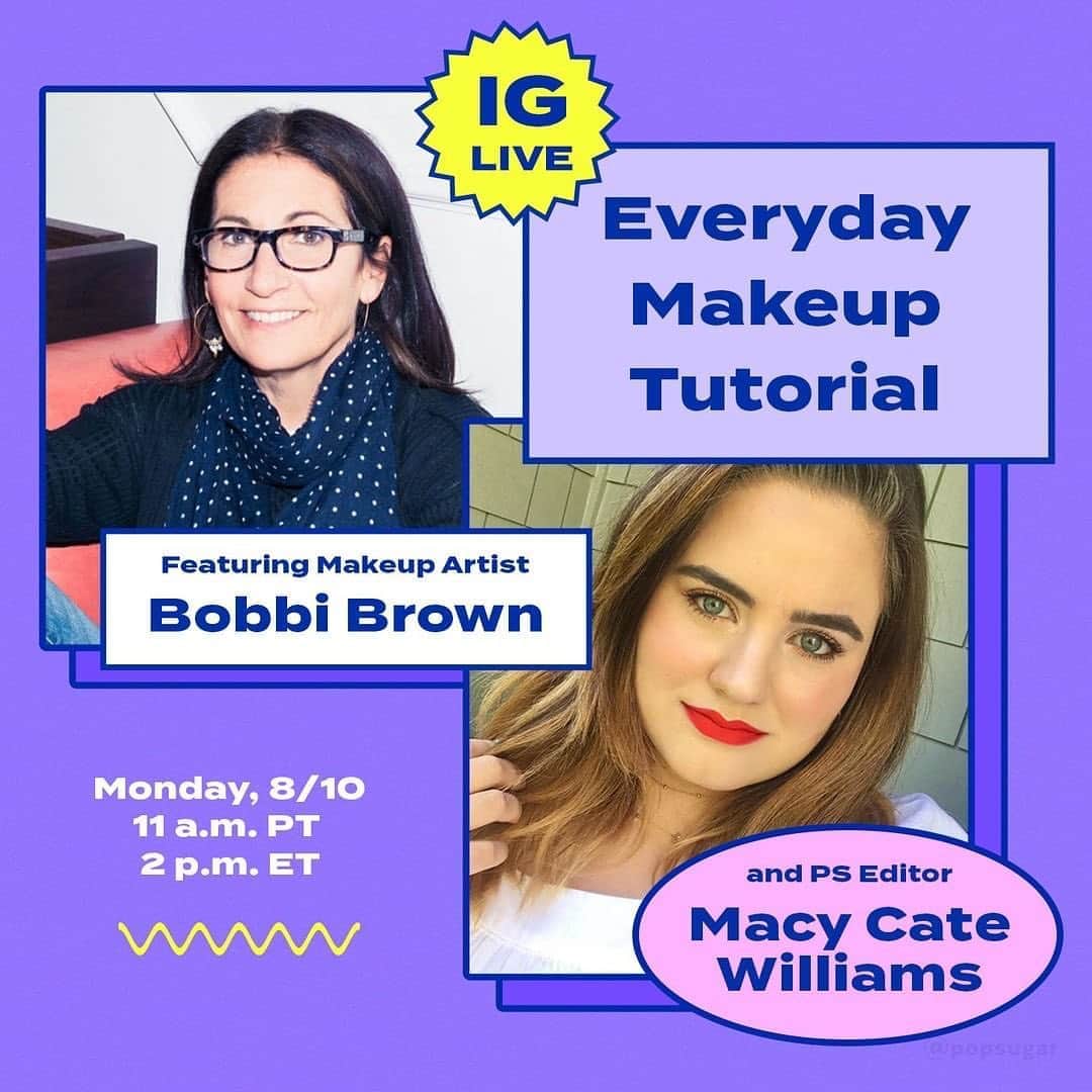 ボビー・ブラウンのインスタグラム：「I love using IG to teach makeup, especially because it’s casual & free. Join me on @popsugarbeauty today at 2PM EST/11AM PST for an everyday makeup tutorial. I’ll be walking editor @macycate through her makeup bag to get the perfect everyday look. See you soon Xx」