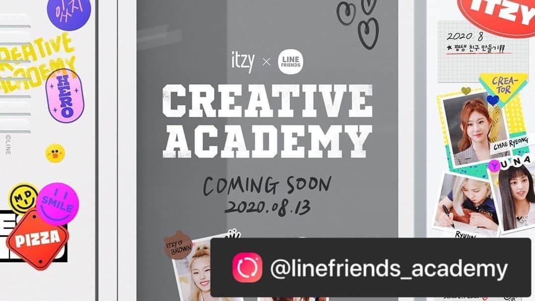 JYPエンターテインメントのインスタグラム：「Mark your calendars! 📆 ⠀ August 13th, 3PM. ITZY’s search for life-long friendship begins at <Creative Academy>. ⠀ Coming soon to LINE FRIENDS YouTube channel. 👉🏻Link in bio ⠀ #Comingsoon #ITZY #Yeji #Lia #Ryujin #Chaeryeong #Yuna #LINEFRIENDS #MIDZY #CreativeAcademy #BROWN @linefriends_academy」