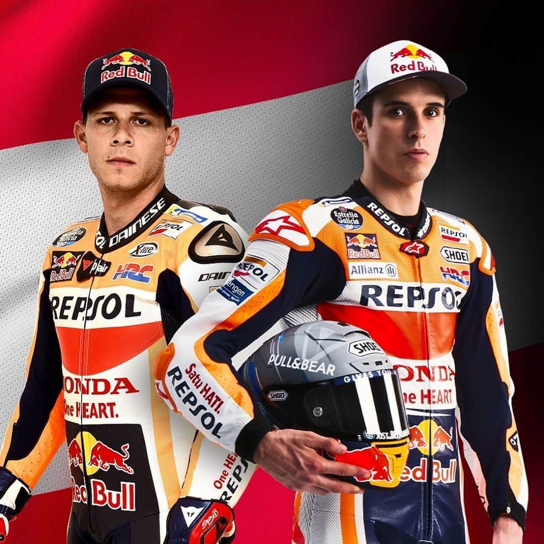 レプソル・ホンダのインスタグラム：「Red Bull Ring calling 📞 ⠀⠀⠀⠀⠀⠀⠀⠀⠀ 🇦🇹 #AustrianGP #MotoGP #AM73 #AlexMarquez #SB6 #StefanBradl #Racing #Repsol #Honda #Racing #RepsolHonda #HRC #RC213V #ThePowerOfDreams #Racing #Motorcycle #Team #OneHeart」