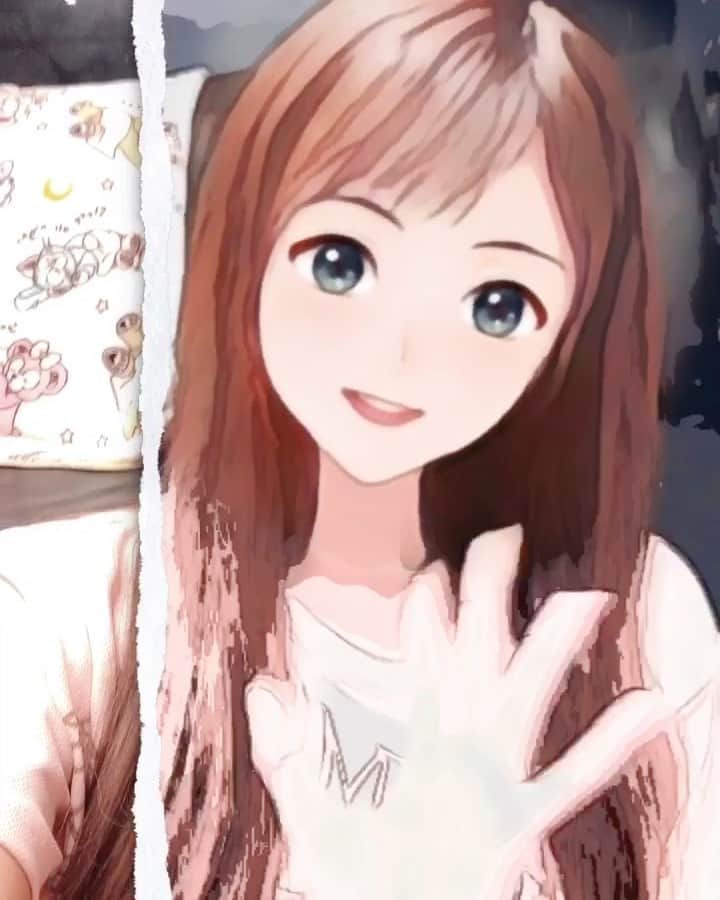 岡田栞奈のインスタグラム：「なにこれたのしー💗💗💗 永遠と一人遊びしてます😂 #少女漫画風」