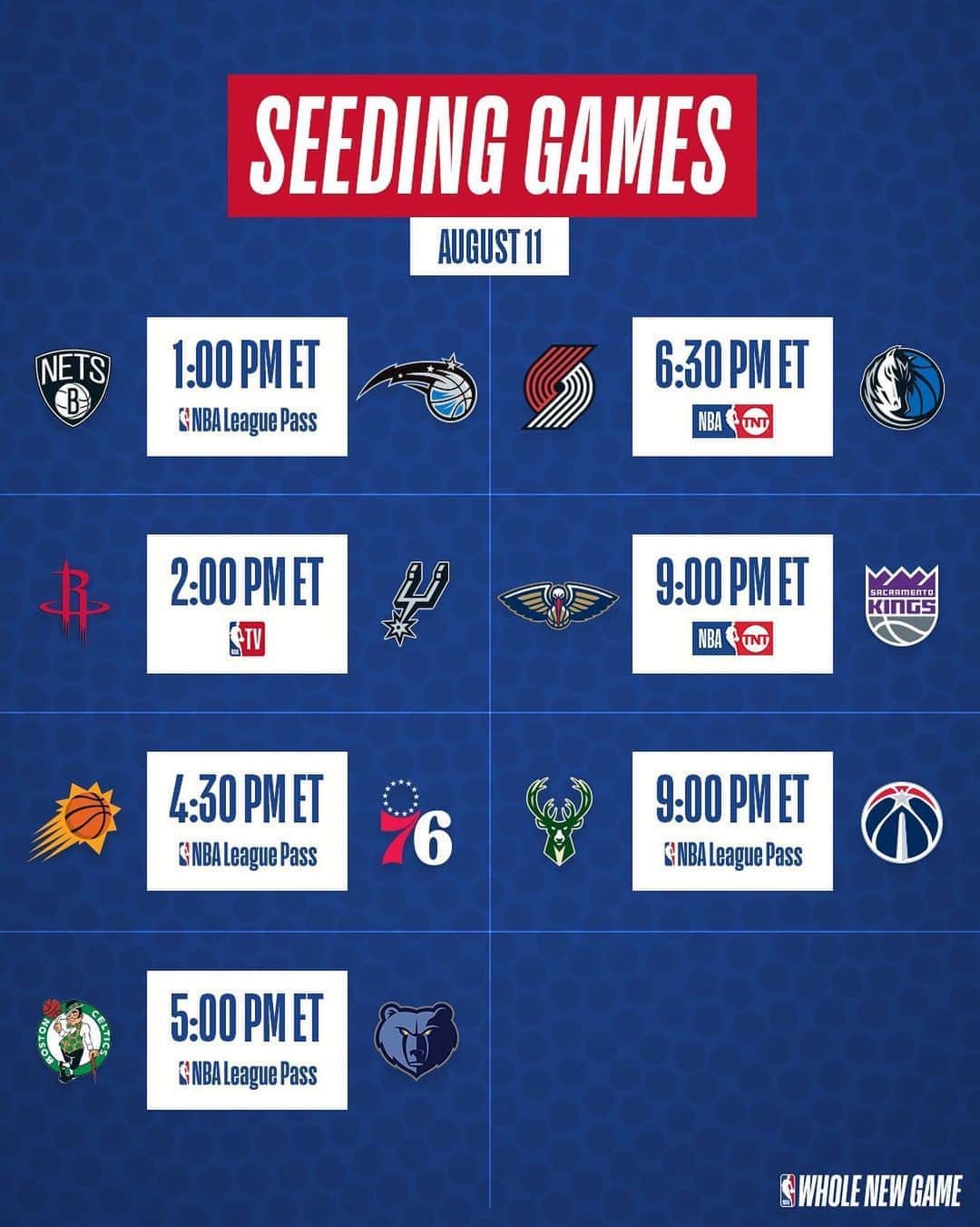 NBAさんのインスタグラム写真 - (NBAInstagram)「We’ve got 7 seeding games on today’s NBA Restart schedule! #WholeNewGame  Which game are YOU watching?」8月11日 23時00分 - nba