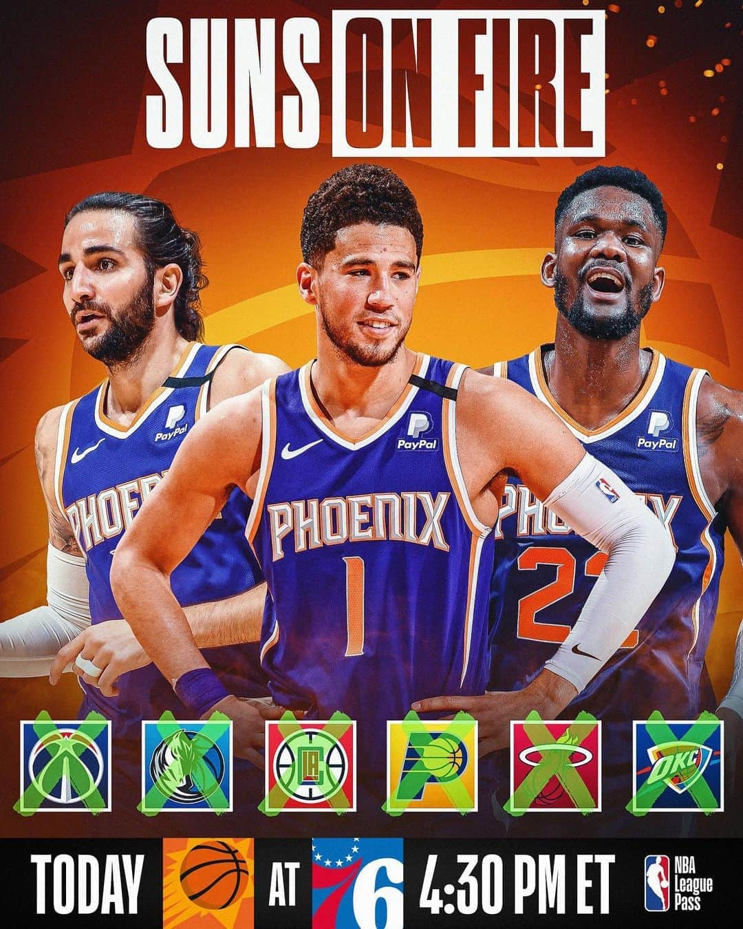 NBAさんのインスタグラム写真 - (NBAInstagram)「🔥 Phoenix is feelin’ it 🔥  The @Suns put their perfect 6-0 NBA Restart record on the line in a crucial match up with the 76ers today at 4:30pm/et on NBA League Pass!  PHX is eliminated with a loss and POR win. #WholeNewGame」8月12日 1時39分 - nba