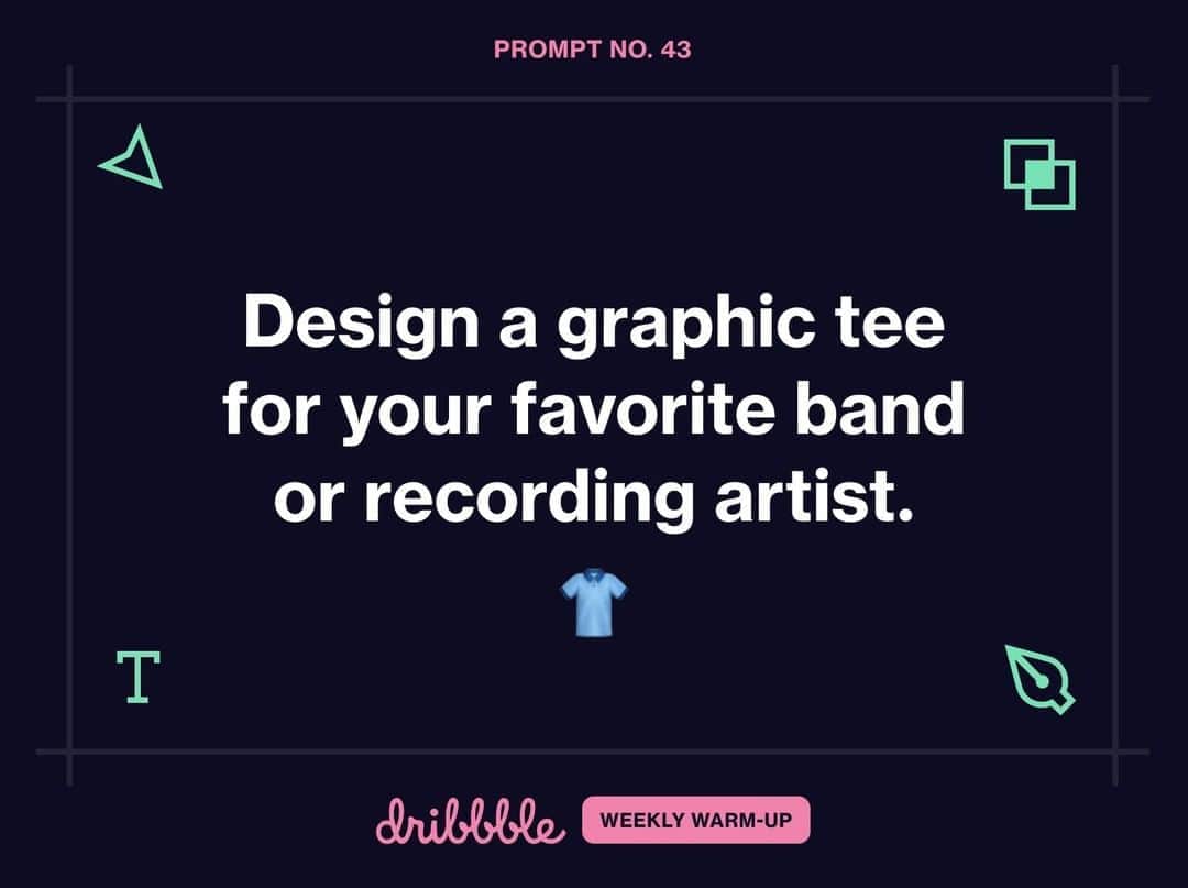 Dribbbleさんのインスタグラム写真 - (DribbbleInstagram)「Designers: Whether your go-to music is arena rock, hip-hop, pop, or just old-time crooning—your #dribbbleweeklywarmup design task is to create an eye-catching tee for your favorite band or recording artist! ⠀ ⠀ This Weekly Warm-Up runs until August 17, participate now by following the link in our bio!」8月12日 2時00分 - dribbble