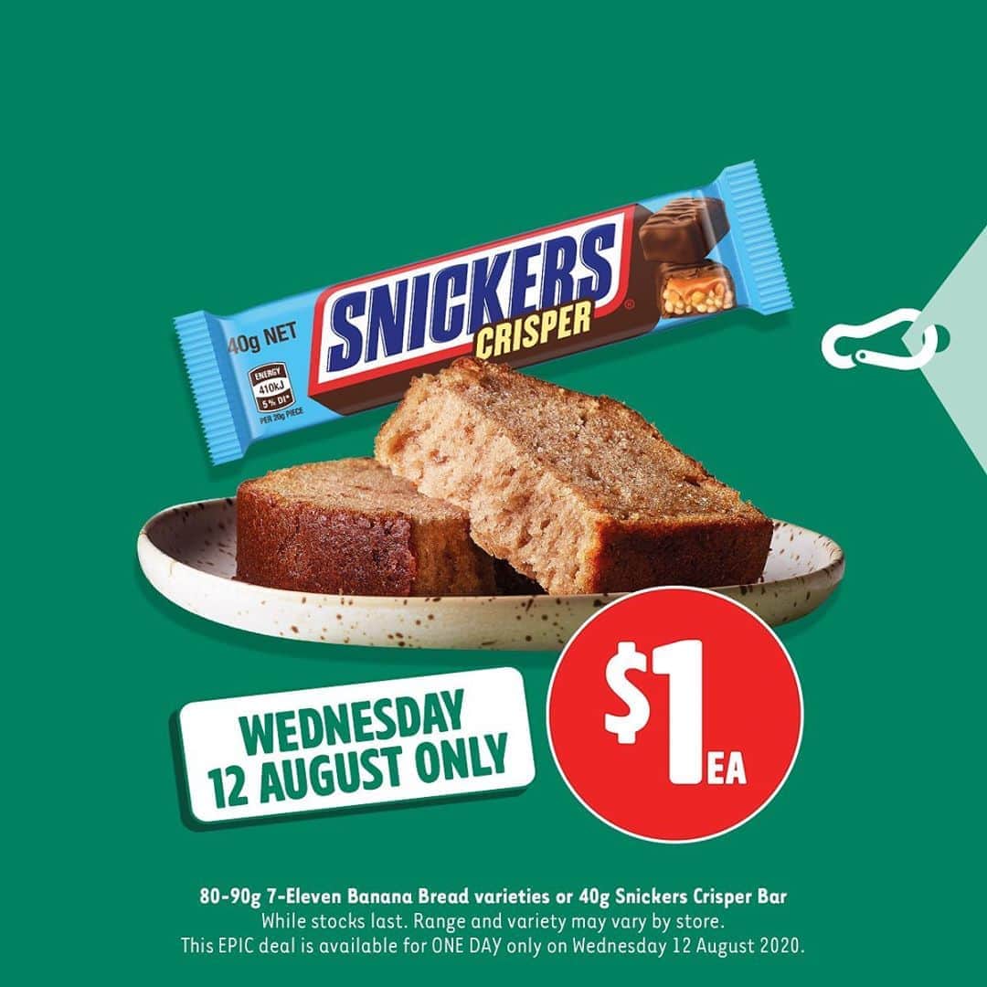 7-Eleven Australiaさんのインスタグラム写真 - (7-Eleven AustraliaInstagram)「WOWZA! Do we have some #EPICWednesdays deals for you including our $1 Banana bread, $2 Traveller Pies and $3 salads 👏 #7ElevenAus」8月12日 5時26分 - 7elevenaus