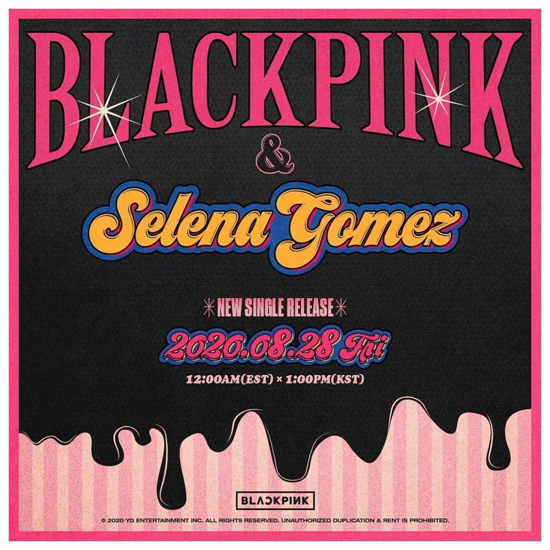 BLACKPINKさんのインスタグラム写真 - (BLACKPINKInstagram)「@selenagomez 🖤💖 . http://smarturl.it/BLACKPINKPresave . #BLACKPINK #블랙핑크 #SelenaGomez #셀레나고메즈 #NewSingle #TeaserPoster #20200828_12amEST #20200828_1pmKST #ComingSoon #YG」8月12日 9時00分 - blackpinkofficial