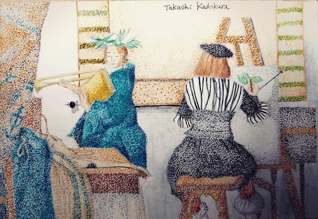 門倉貴史さんのインスタグラム写真 - (門倉貴史Instagram)「フェルメールの『絵画芸術』(部分)を点描で模写しましたっ❗❗あとで、制作工程をストーリーズにあげますね🤓  イエーイ🤓😁イエーイ🤓😁イエーイ🤓😁  #フェルメール #vermeer #絵画芸術 #画家のアトリエ #点描画 #名画 #門倉貴史」8月12日 16時35分 - takashikadokura