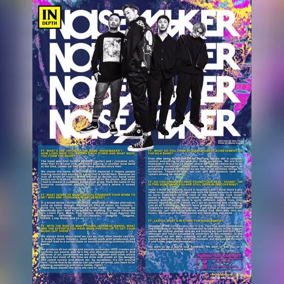 NOISEMAKERさんのインスタグラム写真 - (NOISEMAKERInstagram)「Hello overseas fans! Our interview in Finite Fam magazine has been published and its in English. Have a read to find out some more about us as a band. Check it out. . https://finitefam.com/zine」8月12日 12時00分 - noisemaker_official