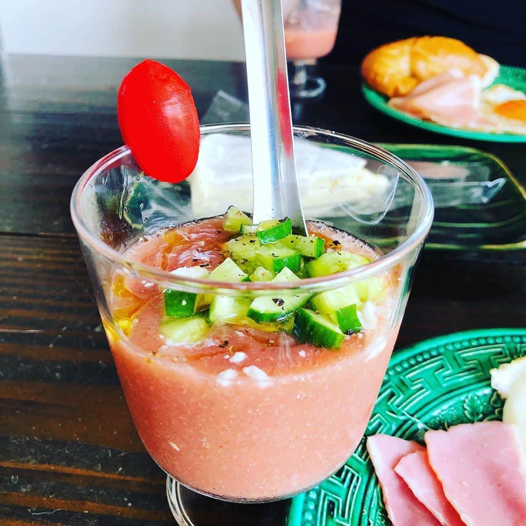 池田有希子のインスタグラム：「可愛いガスパチョをこしらえました。  #gaspacho #summerfood」
