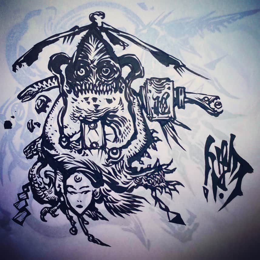 雨宮慶太さんのインスタグラム写真 - (雨宮慶太Instagram)「珍道中   #dragon #monster  #sketch #creature #monster #dotart  #japan  #Asia  #doddle  #sketch #woman #fairy #creature #pencil #draw  #drawing #instagood #draw #art  #illust  #illustration #garo #keitaamemiya」8月12日 14時09分 - keitaamemiya