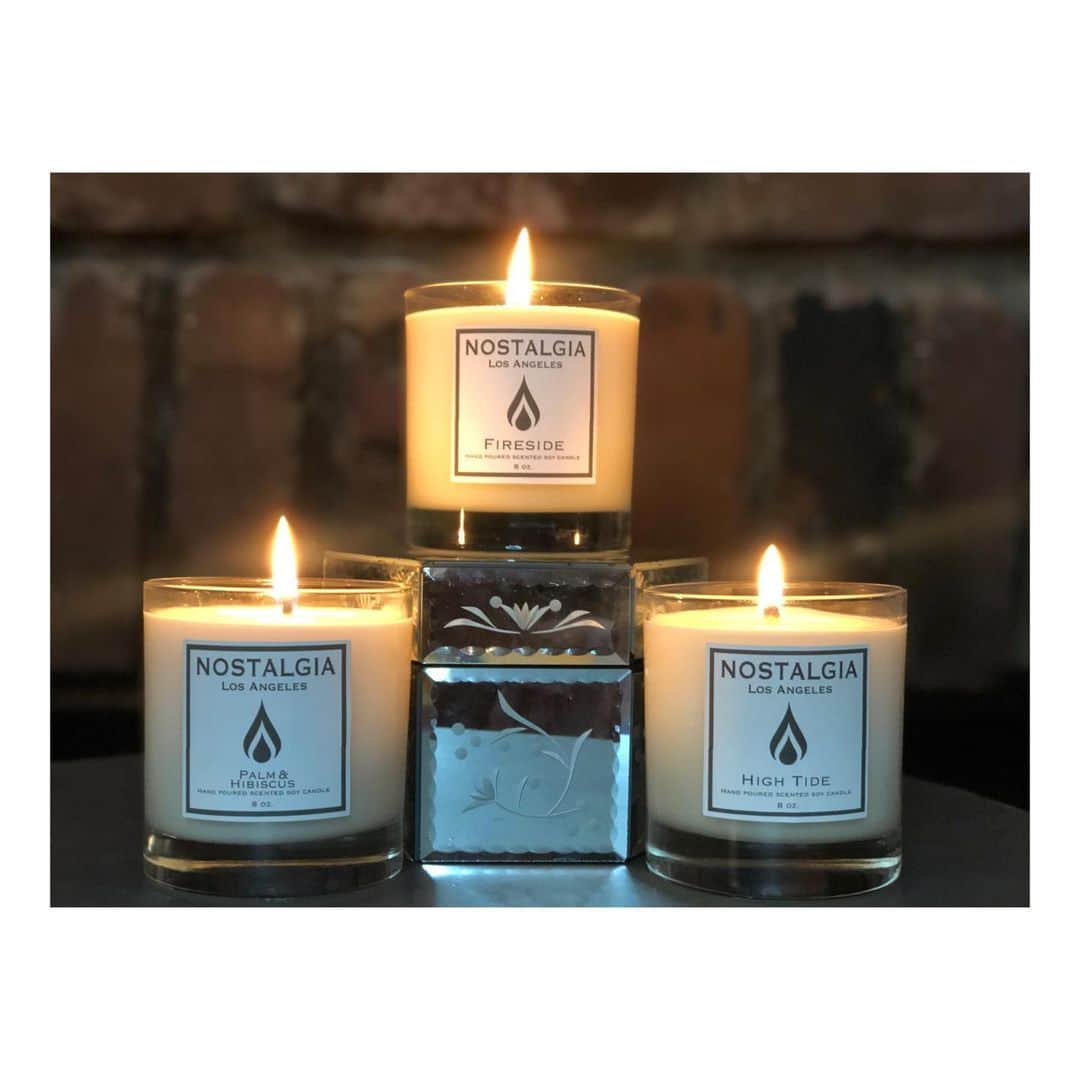 ナターシャ・ヘンストリッジのインスタグラム：「Love this new candle company #NostalgiaLA the scents are amazing.... Fireside is my personal Fav!  Congrats @tristanwaite and @morgancryer for the launch..... coming soon to stores near you....」
