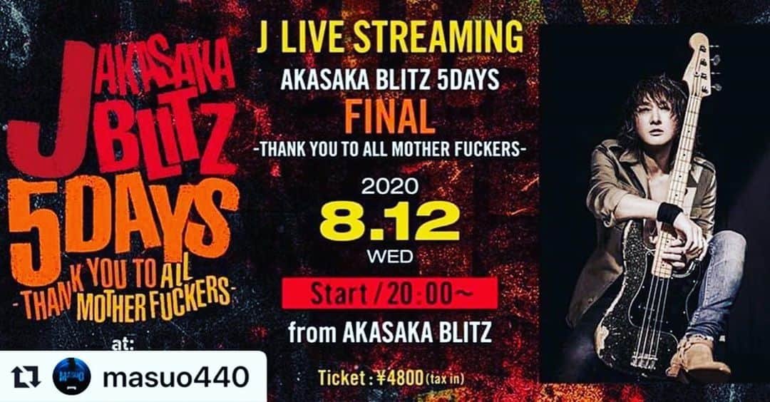 masasucksさんのインスタグラム写真 - (masasucksInstagram)「これから赤坂BLITZでJ BANDで配信ライブをぶっカマしやすぞよ🤘🏻🤘🏻🤘🏻  #あーすぅー #Repost @masuo440 with @make_repost ・・・ そして 今夜はBLITZで配信Jバンド」8月12日 19時06分 - sucksmen