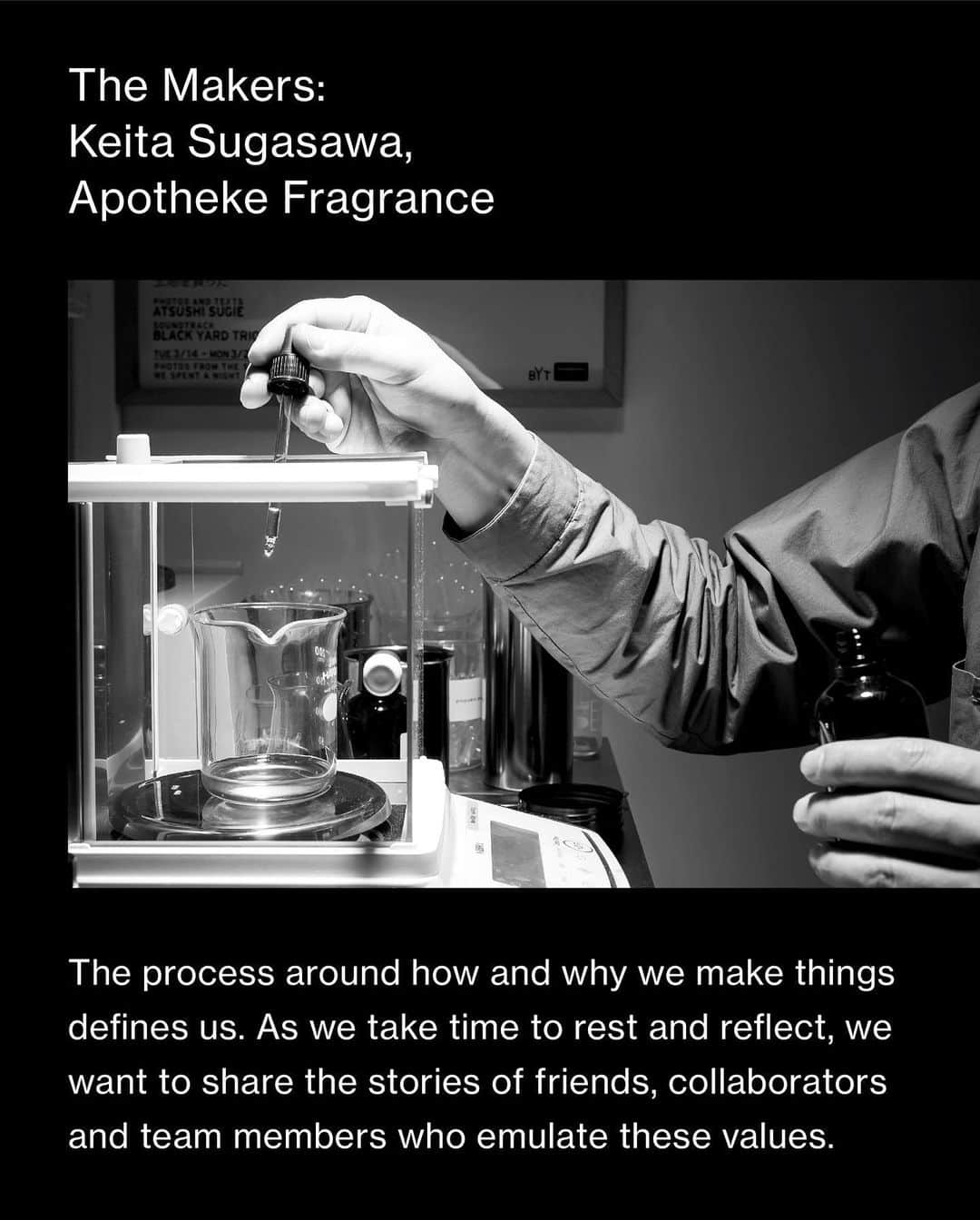 ウィングスアンドホーンズさんのインスタグラム写真 - (ウィングスアンドホーンズInstagram)「The Makers · Keita Sugasawa, Apotheke Fragrance⠀ ⠀ The process around how and why we make things defines us. As we take time to rest and reflect, we want to share the stories of friends, collaborators and team members who emulate these values.⠀ ⠀ In 2011, Keita Sugasawa founded Apotheke, a fragrance label making all of their products with a reverence to slow, methodical craftsmanship. Admiring simple, analog processes found only in the fruits of handmade labour, Sugasawa's in-house line of interior scents are produced in small lots - hand-blended, poured and packaged at the Apotheke atelier in Chiba, Japan.⠀ ⠀ Taking pride in artisanal craft and the quality of ingredients, the label's distinctive range of natural aromas are developed to evoke the "joy of fragrance as a part of your life". In 2019, Apotheke Fragrance produced an aromatic Tobacco Cedar room spray, specially handcrafted for wings+horns.⠀  Photos by Yokoyama Photography  ⠀ #wingsandhorns #themakers #apotheke」8月12日 23時51分 - wingsandhorns