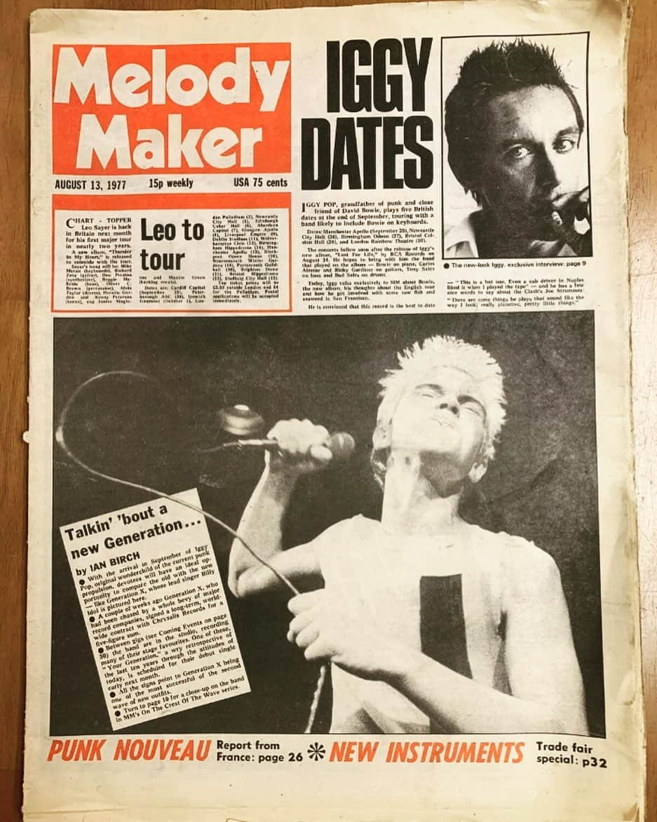 ビリー・アイドルさんのインスタグラム写真 - (ビリー・アイドルInstagram)「#wbw Wayback Wednesday! On the cover of Melody Maker, August 1977. Pic courtesy of the GenerationX Archive page on FB.」8月13日 3時26分 - billyidol