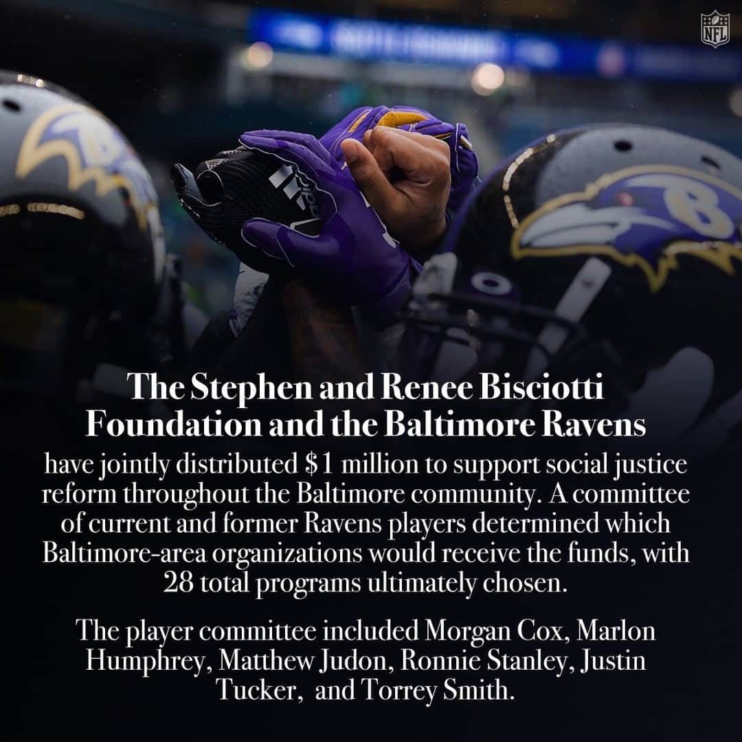 NFLさんのインスタグラム写真 - (NFLInstagram)「The Ravens are donating $1 million to various social justice funds, chosen by a player committee including @torreysmithwr & @megatronnie. #InspireChange (via @ravens)」8月13日 3時30分 - nfl