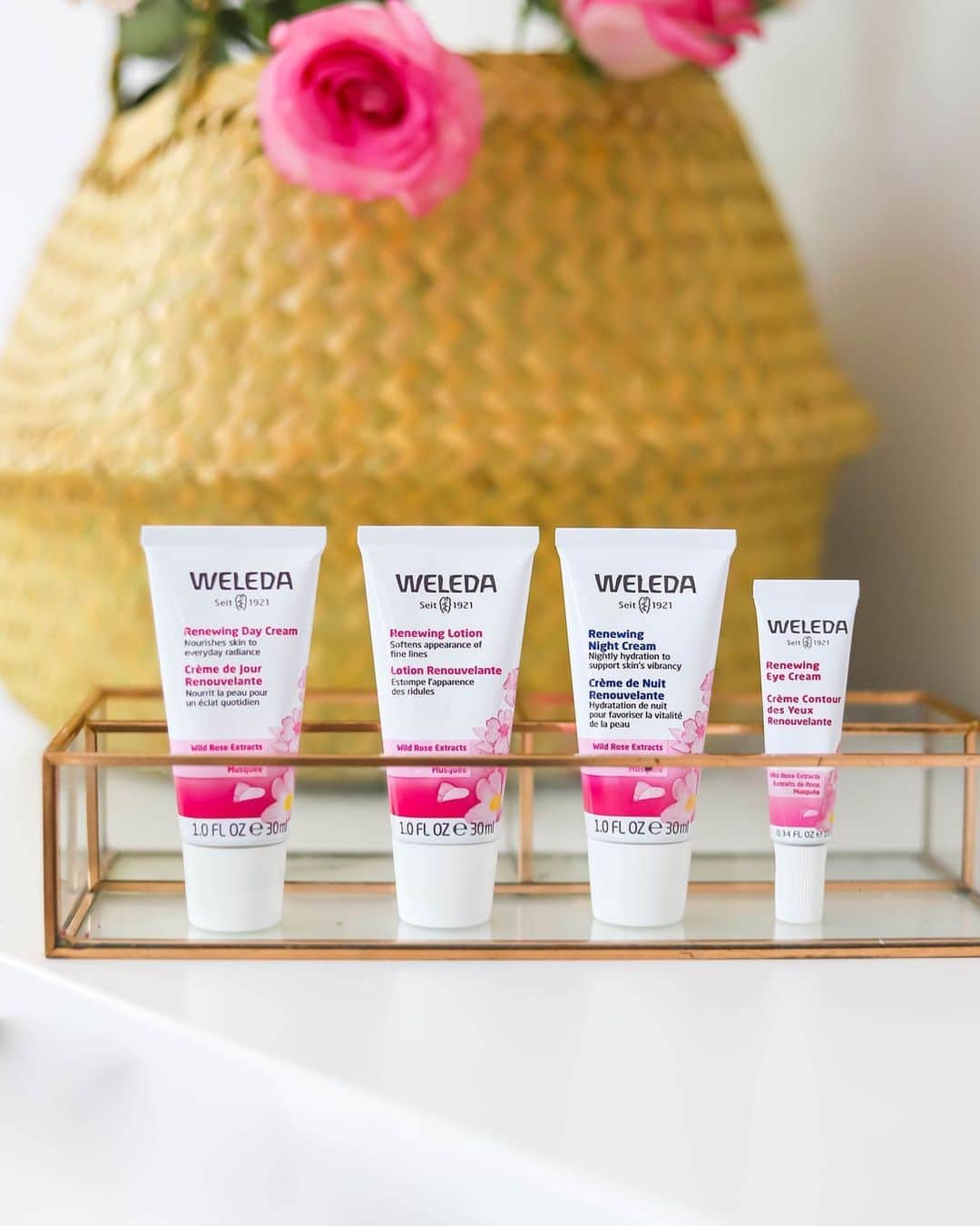 Weledaのインスタグラム：「Wild rose extract is the star ingredient in our Rewneing line! 🌸  Not only does it soften the appearance of fine lines, but it also helps boost radiance leaving you with a healthy glow! Let us know which product is your favorite! #WeledaSkin」