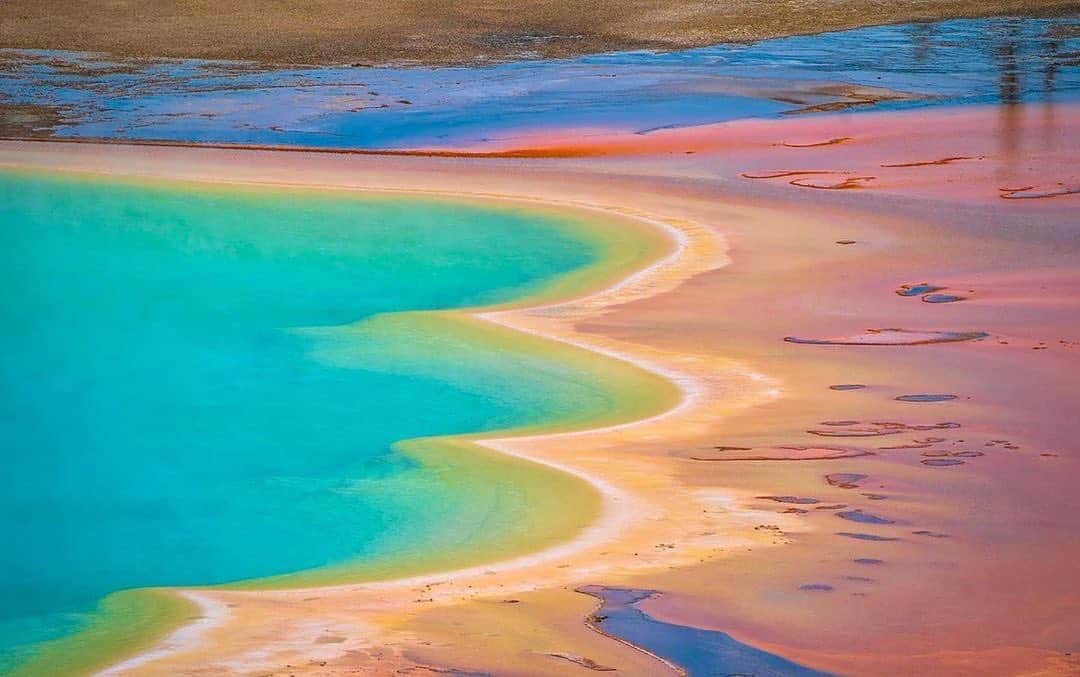 instagoodさんのインスタグラム写真 - (instagoodInstagram)「@ajarrettphotography A close up of the colorful bacteria mats that make the Grand Prismatic Spring in Yellowstone National Park such a sight to see. This is Mother Nature not photoshop (PS I never use photoshop)」8月13日 4時26分 - instagood