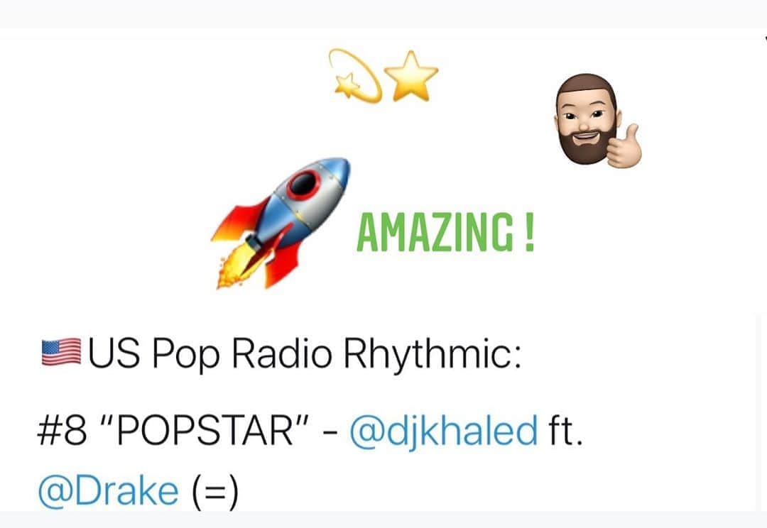 DJキャレドさんのインスタグラム写真 - (DJキャレドInstagram)「#POPSTAR ⭐️ RADIO ALERT 🚨 #WTBOVO 🚀 @djkhaled feat @champagnepapi ⭐️⭐️ Bless up all the DJS program directors 📻 radio stations 🚉  HIT ANTHEM ALERT 🚨  Bless up the fans FANLUV !  @wethebestmusic @rocnation @epicrecords @donteezie FANLUV THANK U ! GREATFUL FOR ALL THe LUV !!!!」8月13日 9時07分 - djkhaled