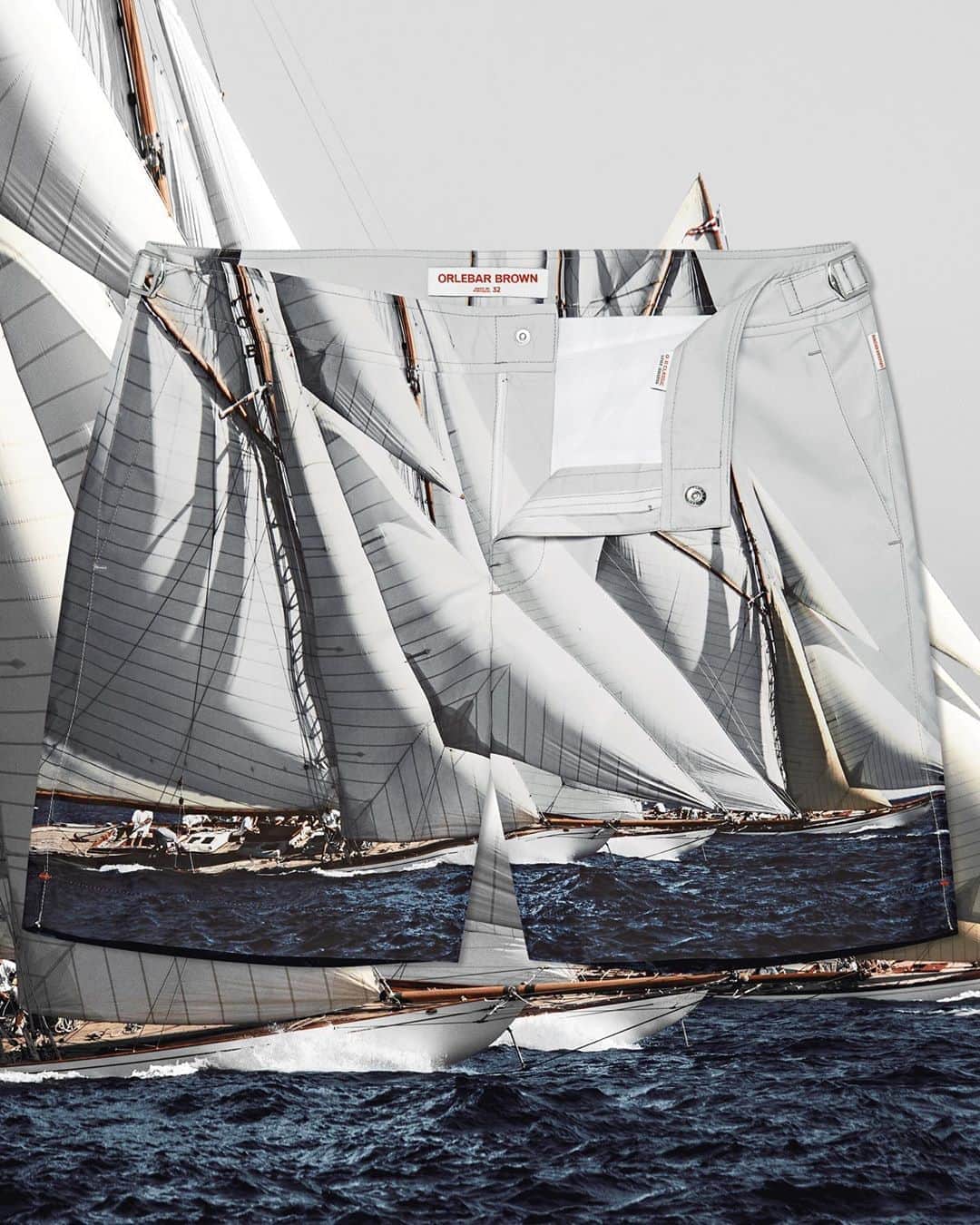 オールバーブラウンのインスタグラム：「How many sails can you see? 👀 Tap to shop our new season 'Ocean Outlook' photographic swim short by French photographer @StephanieBillarant.  Random fact: the 15MJI yachts in the image were designed over 100 years ago by Scottish yacht designer, William Fife. ⛵️ #DoseOfSun #OBsAroundTheWorld #OrlebarBrown」