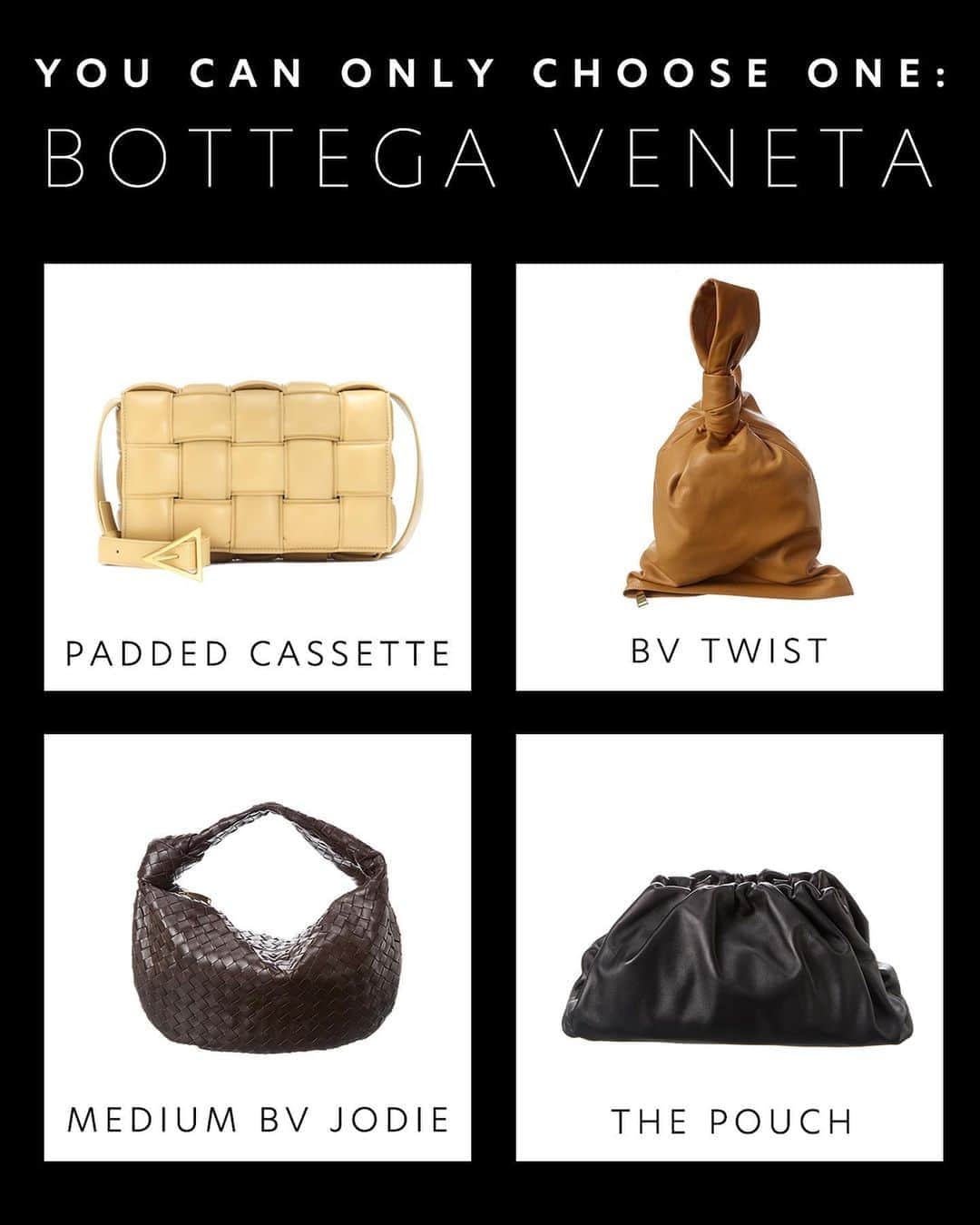 GILTのインスタグラム：「Let’s play a game. Which #BottegaVeneta bag would you choose?」