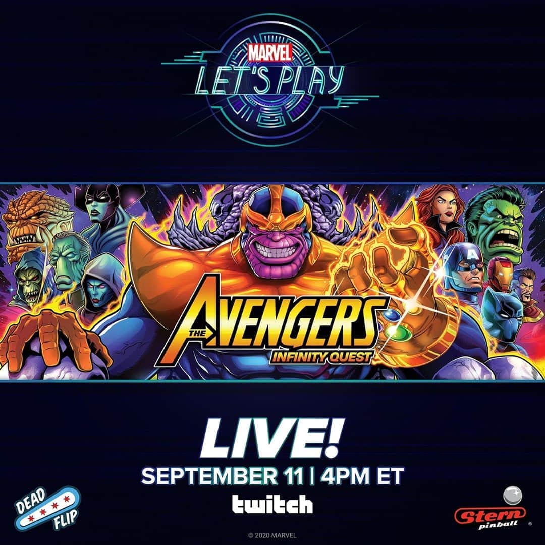 Marvel Entertainmentさんのインスタグラム写真 - (Marvel EntertainmentInstagram)「Get your first look at the new Avengers: Infinity Quest pinball machine from Stern Pinball! Tune in tomorrow at 4PM ET, only on Twitch: Twitch.tv/Marvel」9月11日 8時15分 - marvel