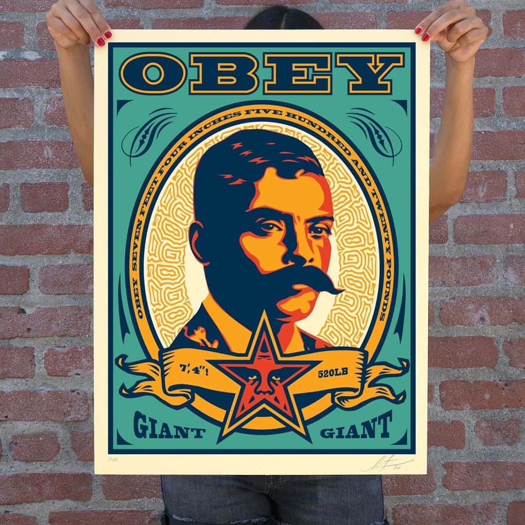 Shepard Faireyのインスタグラム：「ZAPATA (TEAL) 2020 SCREEN PRINT AVAILABLE TUESDAY, SEPTEMBER 15TH!⁠ ⁠ Last month, @ernestoyerena and I released HPMS (Hand Painted Multiples) of Zapata 2020. I will now be releasing screen print editions of the Teal colorway on my site next week, Tuesday, September 15th! A portion of proceeds will go to Cielo (@mycielo_org), a local organization that is assisting undocumented indigenous families affected by the Covid-19 pandemic. As always, thanks for caring!⁠ -Shepard⁠ ⁠ Zapata (Teal) 2020. 18 x 24 inches. Screen print on thick cream Speckletone paper. Signed by Shepard Fairey. Numbered edition of 500. $75. Proceeds go to @mycielo_org. Available on Tuesday, September 15th @ 10 AM PDT at https://store.obeygiant.com/collections/prints. Max order: 1 per customer/household. International customers are responsible for import fees due upon delivery.⁣ Shipping may be delayed due to COVID19.」