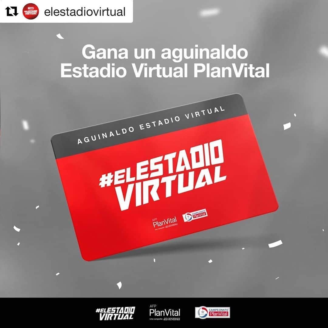 サッカー チリ代表チームさんのインスタグラム写真 - (サッカー チリ代表チームInstagram)「#Repost @elestadiovirtual with @get_repost ・・・ Gana un Aguinaldo 🏟 Estadio Virtual PlanVital para disfrutar de este 🇨🇱18. Para participar sólo debes:  1)	Sigue nuestra cuenta de Instagram. 2)	Comenta este post con el HT #ElEstadioVirtual. 3)	Si compartes en modo público tu foto del Estadio Virtual alentando al club de tus amores usando el HT #elEstadioVirtual, tienes triple opción de ganar. Descárgala ingresando a www.elestadiovirtual.cl.   Tenemos 3 aguinaldos de $50.000 cada uno. Ojo, si no eres uno de los ganadores, pero subiste tu foto del Estadio Virtual PlanVital, de igual forma estás participando por ser parte del Tablón Virtual del CDF y alentar al equipo de tus amores.」9月11日 11時02分 - campeonatochi