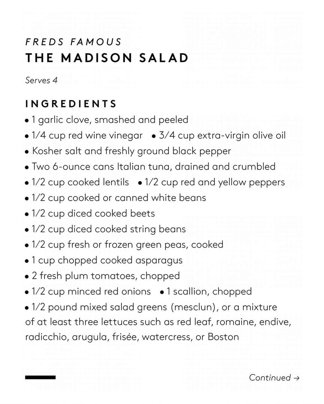 barneysnyofficialさんのインスタグラム写真 - (barneysnyofficialInstagram)「End-of-week eats: The Madison Salad, famously served at Freds. Swipe for the recipe to elevate your at-home meals. 🖤 #barneysnewyork」9月11日 11時20分 - barneysny