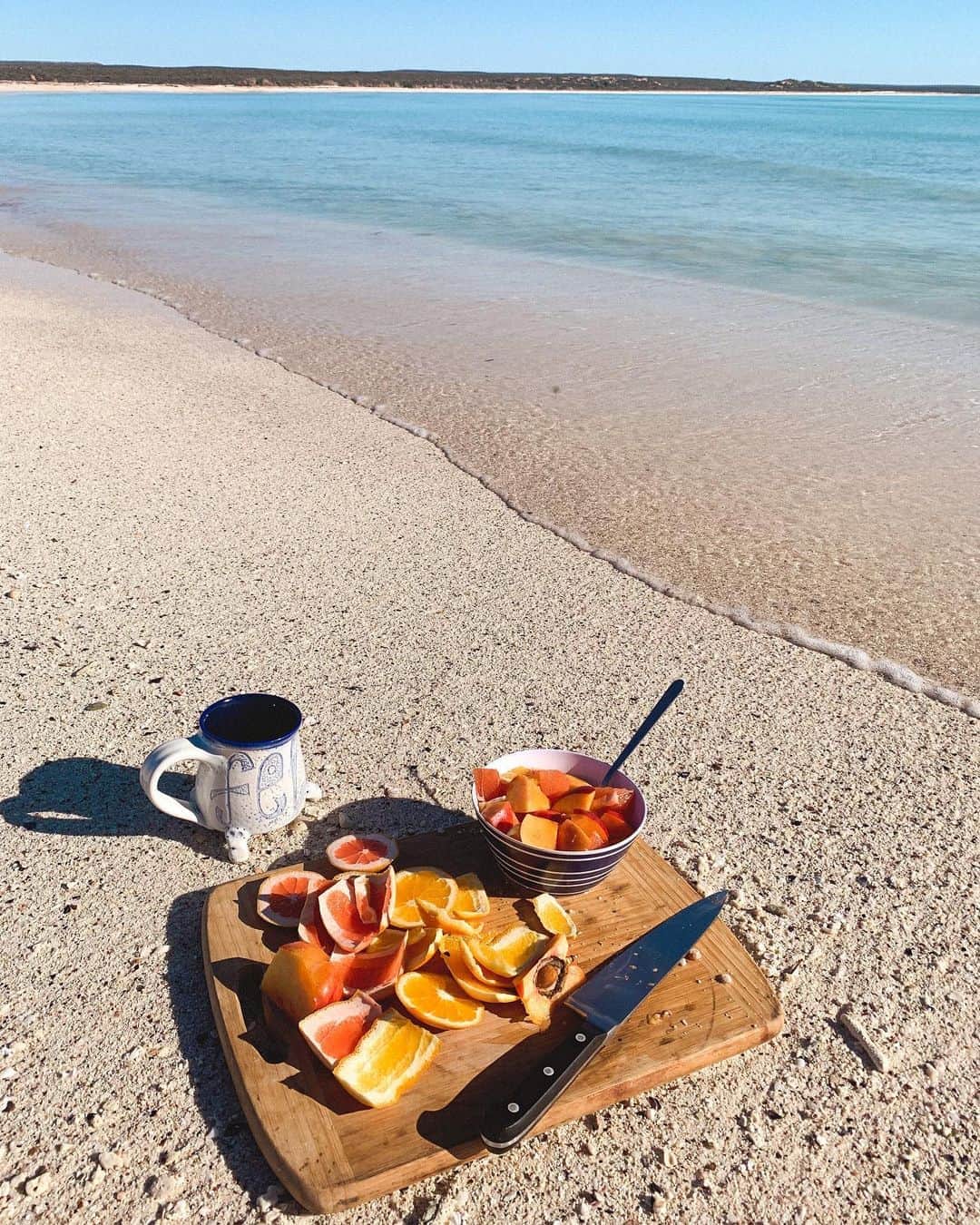 フェリシティー・パルマティアーのインスタグラム：「Breakfast by the beach 🏖」