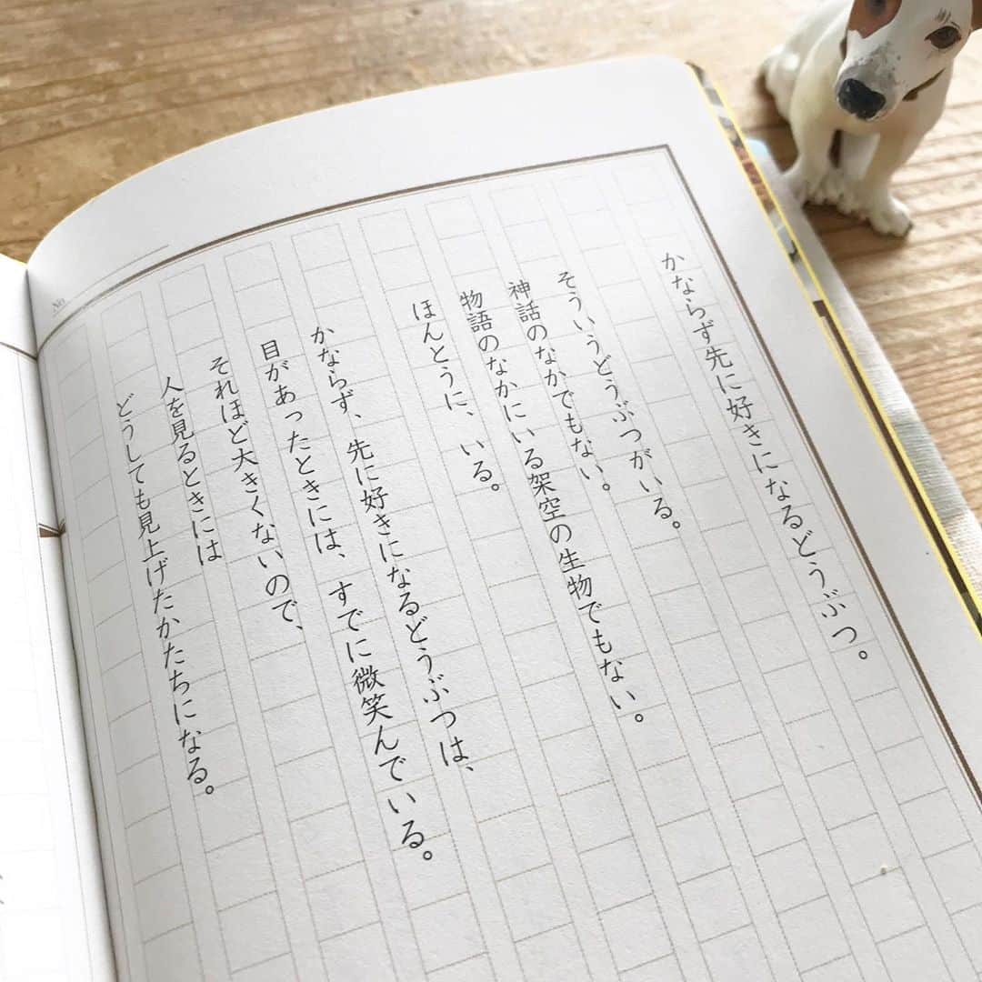 のインスタグラム：「【かならず先に好きになるどうぶつ。】 この本には2018年の糸井重里のことばがつまっています。 2018年といえば、長く一緒にいた 愛犬のブイヨンが亡くなった年。 そして、あたらしくブイコがやってきた年。  別れと出会いについて、犬について、家族について、 結果的に糸井重里はたっぷり書くことになりました。  もちろん、どうぶつのことばだけでなく、 さまざまなことばが本のなかにぎゅっと詰まっています。 ぱらぱらとめくって、 どこから読みはじめても大丈夫ですし、 適当にぱたんと閉じても平気です。 装画は #ショーンタン さんです。 https://www.1101.com/books/dogs/index.html  #糸井重里 #かならず先に好きになるどうぶつ #小さいことばシリーズ #読書 #ブイちゃん #ほぼ日 #ほぼ日刊イトイ新聞  #ほぼ日のよみもの」
