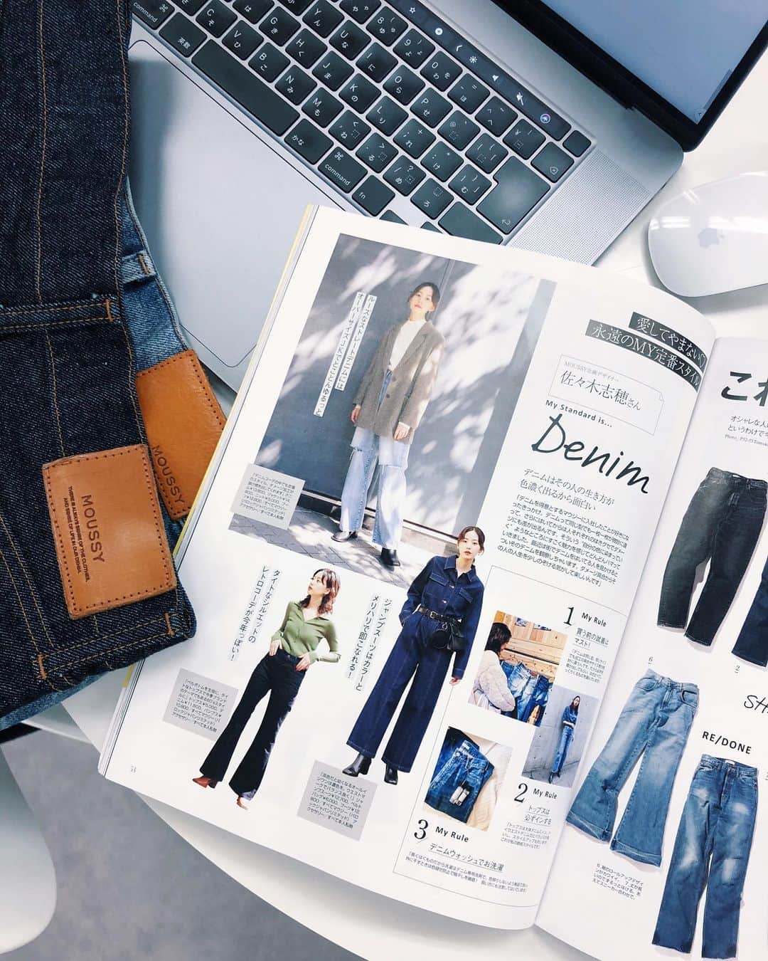Shiho Sasakiのインスタグラム：「本日発売の @gina_mag の jeans企画に2ページ載せて頂きました👏 私物のjeans10本紹介、着こなしやお手入れのこだわりなど jeans愛をたっぷり語らせてもらってます👖 ぜひチェックしてみてください✅ #gina#jeans#MOUSSYJEANS」