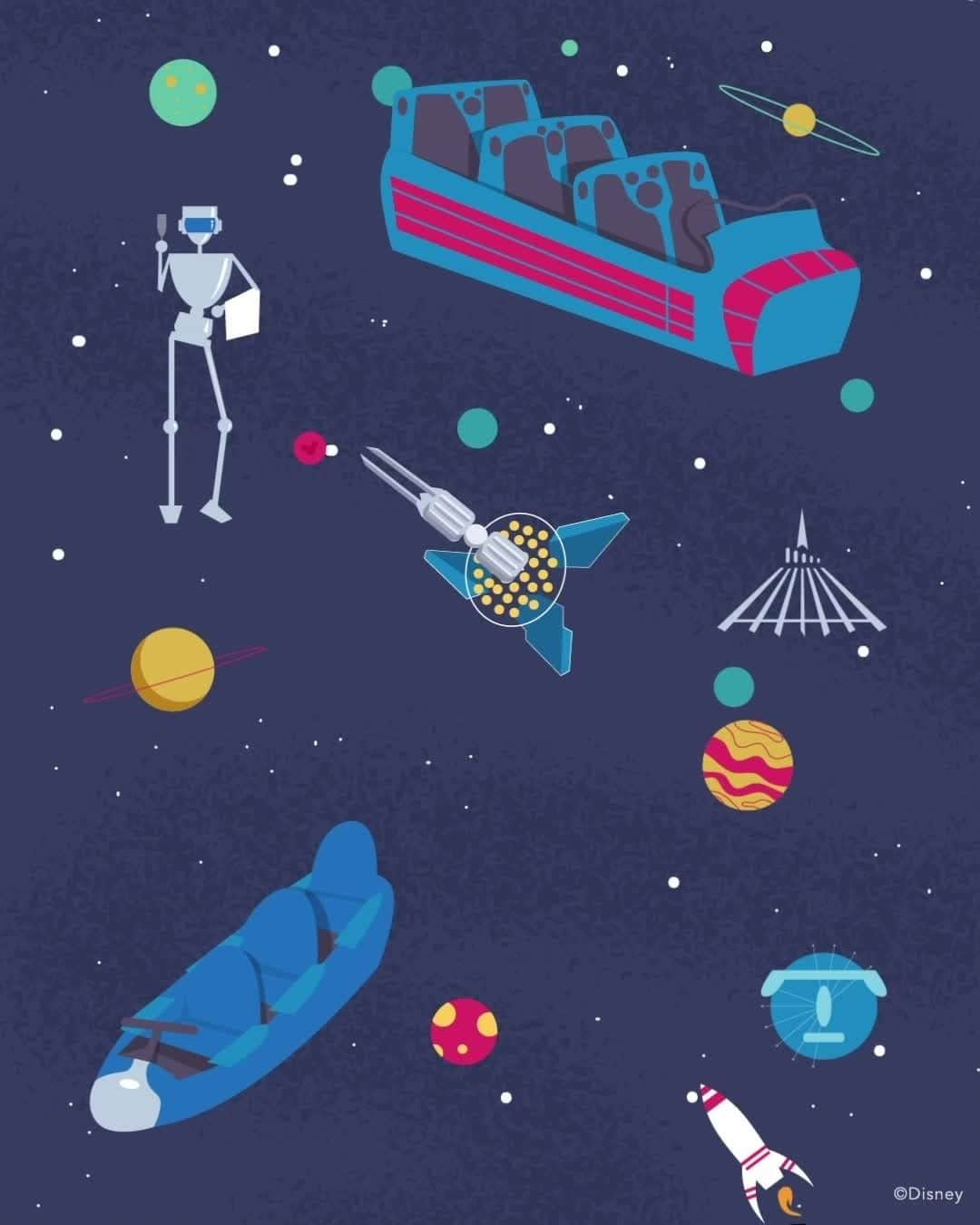 Walt Disney Worldのインスタグラム：「What in the world...or in the galaxy could this attraction be? Set your launch trajectory for the stars and you’ll eventually come to orbit the right answer.#DisneyMagicMoments ✨」