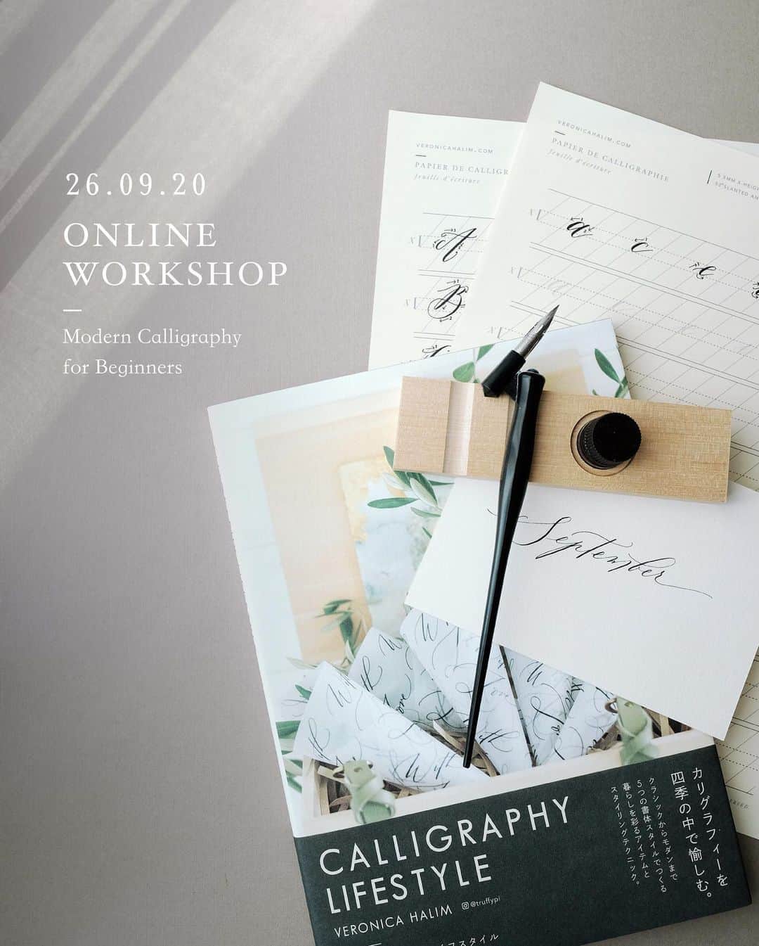 Veronica Halimさんのインスタグラム写真 - (Veronica HalimInstagram)「[SOLD OUT]  — Due to popular demand, I am doing another online workshop on modern calligraphy for beginners on 26th of September. Open for international registration. Please sign up from the link on my profile. — FOR INDONESIAN PARTICIPANT ONLY Please email me for payment information and tools.   This workshop is supported by Kinokuniya Indonesia @kinokuniya_id for Callligraphy Lifestyle book launch in Indonesia. Get the signed copy for IDR 312,000 (normal price: IDR 520,000). Only valid for workshop participant. (Indonesia Only). — #truffypi #vhcalligraphy #calligraphyworkshop  #onlinecalligraphyworkshop #kaligrafina #東京 #onlineworkshop #calligraphystyling #creativeworkshop #カリグラフィー #カリグラフィースタイリング #カリグラファー #カリグラフィーワークショップ  #モダンカリグラフィー #2020workshop #space #penmanship #writing #halftoune」9月7日 18時29分 - truffypi