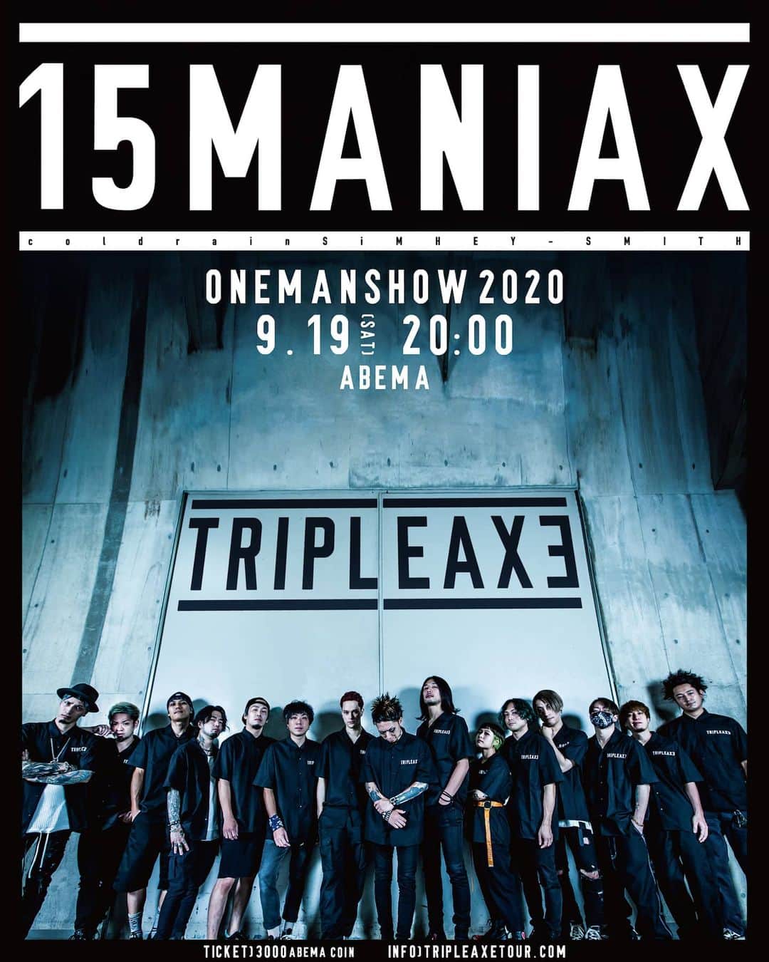 HEY-SMITHのインスタグラム：「TRIPLE AXE ONE MAN SHOW 2020 -15MANIAX-  9.19(土) 20:00 〜  https://abe.ma/35aKx9t  #TAT2020」