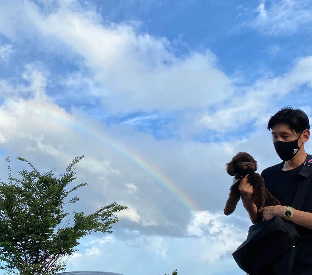 網野友雄のインスタグラム：「今日は雨上がりの虹が綺麗でした🌈 #rainbow  #サニー」