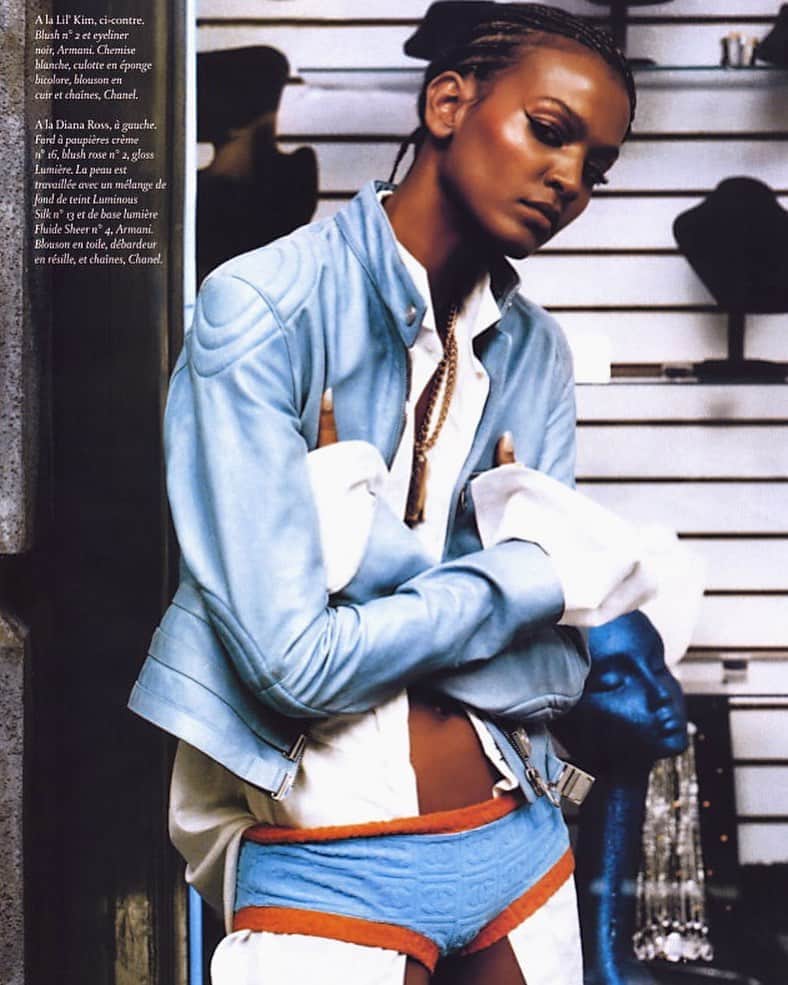 カリーヌ・ロワトフェルドのインスタグラム：「À la Lil Kim 🔥 Liya channeling @lilkimthequeenbee by @inezandvinoodh for Vogue. @liyakebede was the only model for the entire issue 💙」