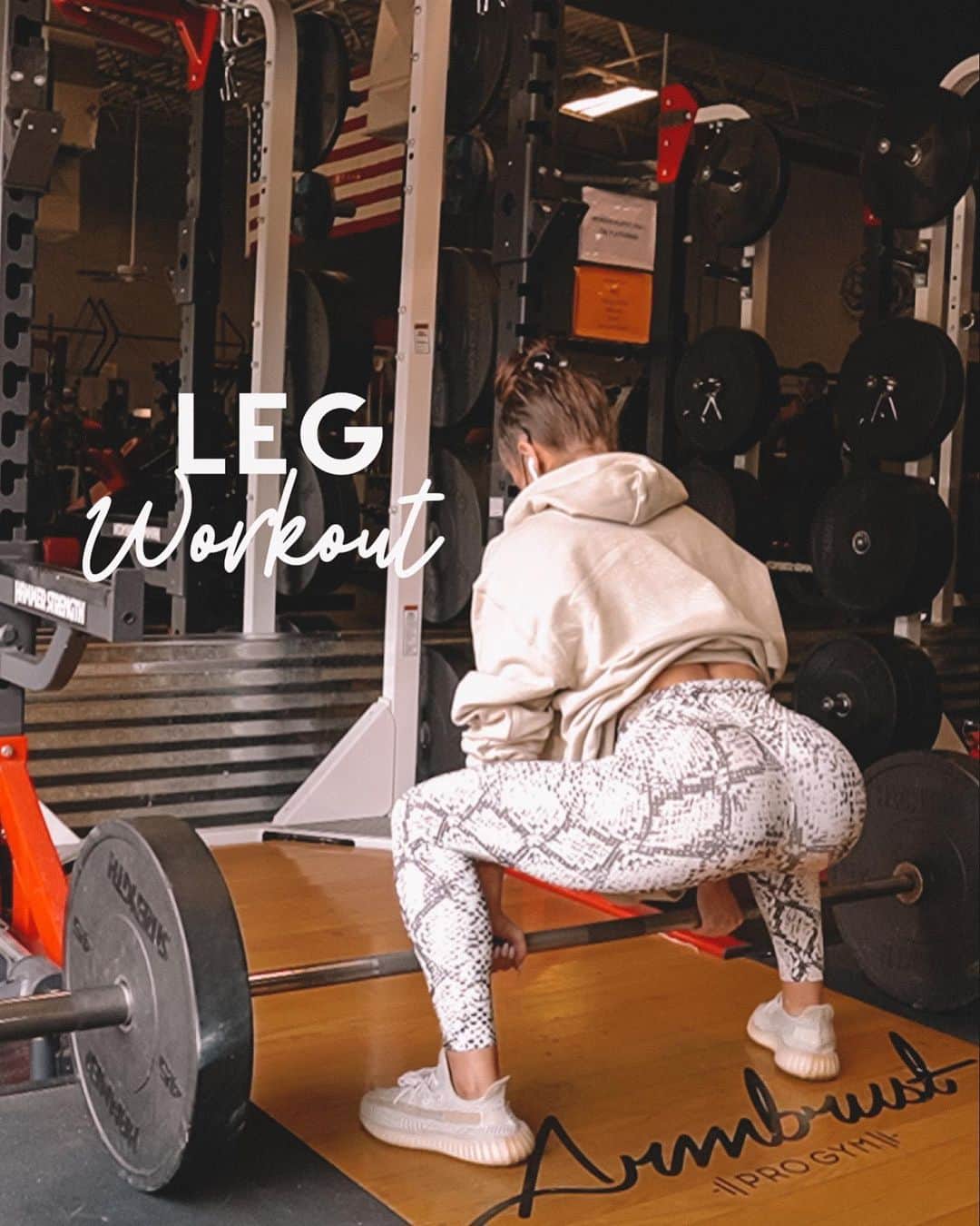 Paige Reillyさんのインスタグラム写真 - (Paige ReillyInstagram)「Leg workout from earlier 🙌🏻🤍 didn’t get a cover picture so screenshot from the video it is lol 😂⁣ ⁣ - sumo deadlifts: 4 sets of 10⁣ - barbell RDL’s: 4 sets of 12⁣ - reverse lunges: 3 sets of 20 (10 each leg)⁣ - hamstring curls: 3 sets of 15 with a 3 second count on the way down⁣ - staggered stance RDL’s: 3 sets of 12 each leg⁣ - super set: DB sumo squats (4 sets of 15) with jump squats (4 sets of 15)⁣ ⁣ Outfit:⁣ 🤍 Bra & leggings @balanceathletica ⁣ 🤍 Hoodie @avisualtheory ⁣ ⁣ Song: skeletons by @whoisjaredanthony⁣ ⁣ #LegWorkout #IFBBPro #BalanceAthletica #ArmbrustProGym」9月8日 4時23分 - paigereilly